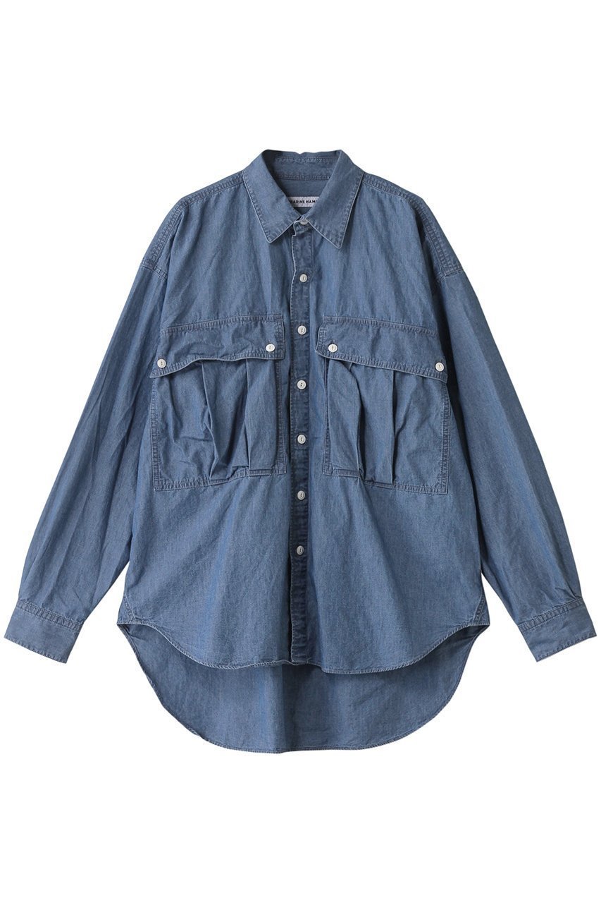 【キャサリンハムネット/KATHARINE HAMNETT LONDON】の【UNISEX】デニムパラシュートロングテイルシャツ 人気、トレンドファッション・服の通販 founy(ファニー) 　ファッション　Fashion　レディースファッション　Fashion for Women　トップス・カットソー　Cut & Sew Tops　シャツ・ブラウス・オフィスカジュアル　Elegant Blouses & Button-Ups　ユニセックス　Unisex, Genderless　スリーブ　Sleeve, Long Sleeve / Short Sleeve　デニム　Denim, Jeans Material　トレンド　Trend, Trending Now　ビッグ　Big, Oversized　ポケット　Pocket, Pocket Detail　ロング　Long, Long-Length　定番　Standard, Basic Item　 other-1|ID: prp329100004393590 ipo3291000000032808577