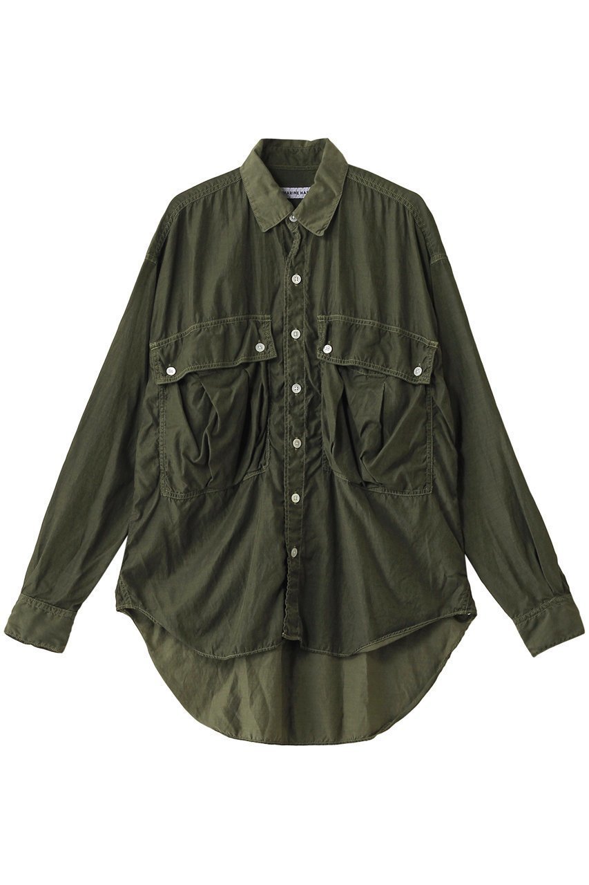 【キャサリンハムネット/KATHARINE HAMNETT LONDON】の【UNISEX】パラシュートロングテイルシャツ インテリア・キッズ・メンズ・レディースファッション・服の通販 founy(ファニー) 　ファッション　Fashion　レディースファッション　Fashion for Women　トップス・カットソー　Cut & Sew Tops　シャツ・ブラウス・オフィスカジュアル　Elegant Blouses & Button-Ups　ユニセックス　Unisex, Genderless　コレクション　Collection, Seasonal Line　シルク　Silk, 100% Silk　スリーブ　Sleeve, Long Sleeve / Short Sleeve　ロング　Long, Long-Length　ヴィンテージ　Vintage Style　定番　Standard, Basic Item　アーミー|ID: prp329100004393591 ipo3291000000032862371