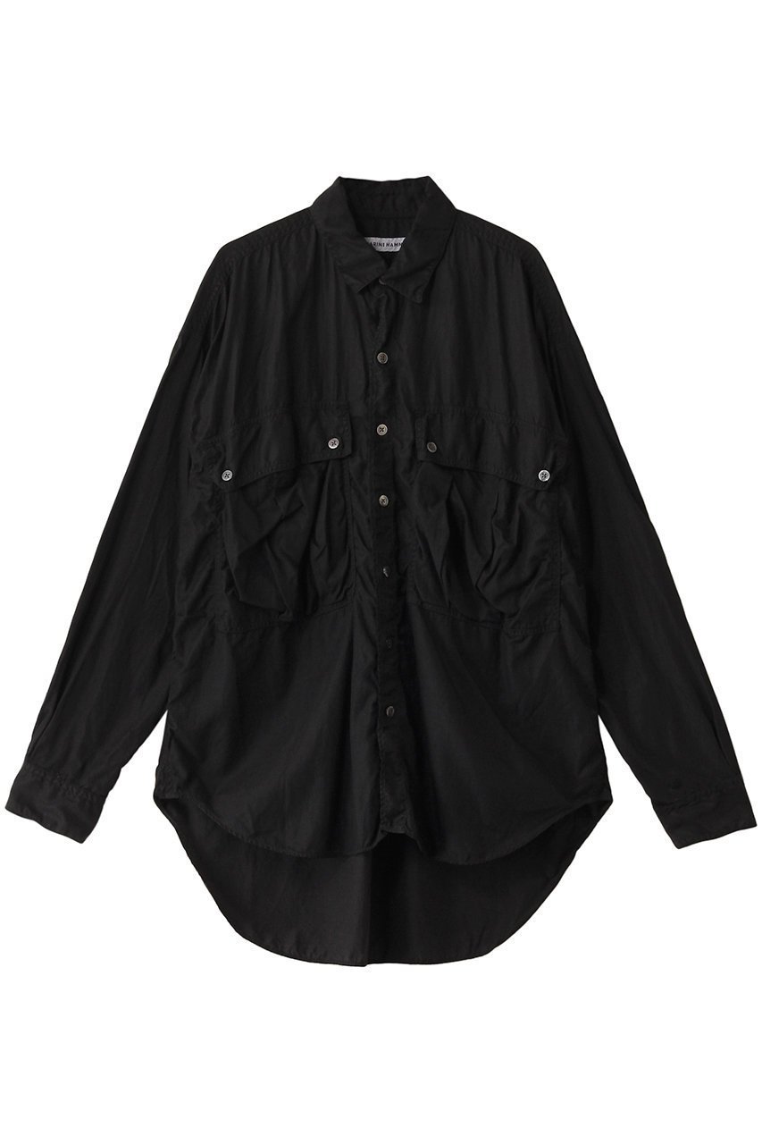 【キャサリンハムネット/KATHARINE HAMNETT LONDON】の【UNISEX】パラシュートロングテイルシャツ インテリア・キッズ・メンズ・レディースファッション・服の通販 founy(ファニー) 　ファッション　Fashion　レディースファッション　Fashion for Women　トップス・カットソー　Cut & Sew Tops　シャツ・ブラウス・オフィスカジュアル　Elegant Blouses & Button-Ups　ユニセックス　Unisex, Genderless　コレクション　Collection, Seasonal Line　シルク　Silk, 100% Silk　スリーブ　Sleeve, Long Sleeve / Short Sleeve　ロング　Long, Long-Length　ヴィンテージ　Vintage Style　定番　Standard, Basic Item　ブラック|ID: prp329100004393591 ipo3291000000032862379