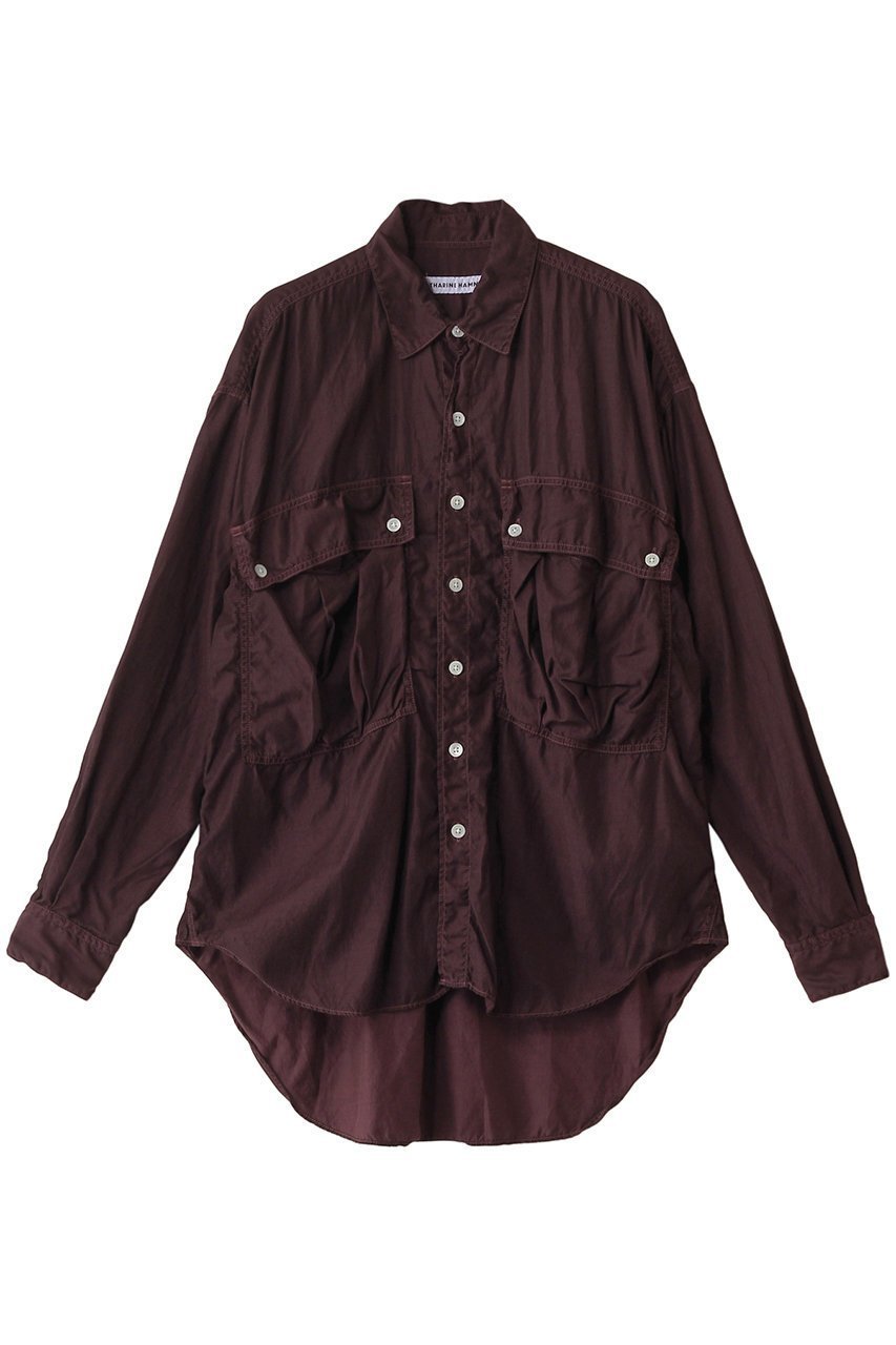 【キャサリンハムネット/KATHARINE HAMNETT LONDON】の【UNISEX】パラシュートロングテイルシャツ インテリア・キッズ・メンズ・レディースファッション・服の通販 founy(ファニー) 　ファッション　Fashion　レディースファッション　Fashion for Women　トップス・カットソー　Cut & Sew Tops　シャツ・ブラウス・オフィスカジュアル　Elegant Blouses & Button-Ups　ユニセックス　Unisex, Genderless　コレクション　Collection, Seasonal Line　シルク　Silk, 100% Silk　スリーブ　Sleeve, Long Sleeve / Short Sleeve　ロング　Long, Long-Length　ヴィンテージ　Vintage Style　定番　Standard, Basic Item　レッドブラウン|ID: prp329100004393591 ipo3291000000032862390