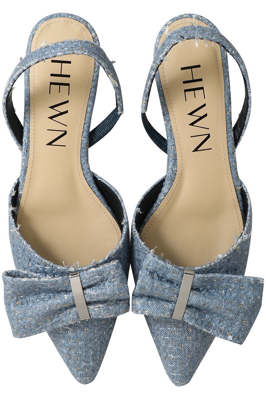 【ヒューン/HEWN】のリボンスリングバックシューズ インテリア・キッズ・メンズ・レディースファッション・服の通販 founy(ファニー) 　ファッション　Fashion　レディースファッション　Fashion for Women　バッグ　Bags　シューズ　Shoes, Footwear　シルバー　Silver, Metallic Silver　スパンコール　Sequins, Sequin Embellishment　ツイード　Twill, Twill Weave　ファブリック　Fabric, Textile　フラット　Flat, Flat Shoes　リボン　Ribbon, Bow　ブルー|ID: prp329100004393617 ipo3291000000034953377