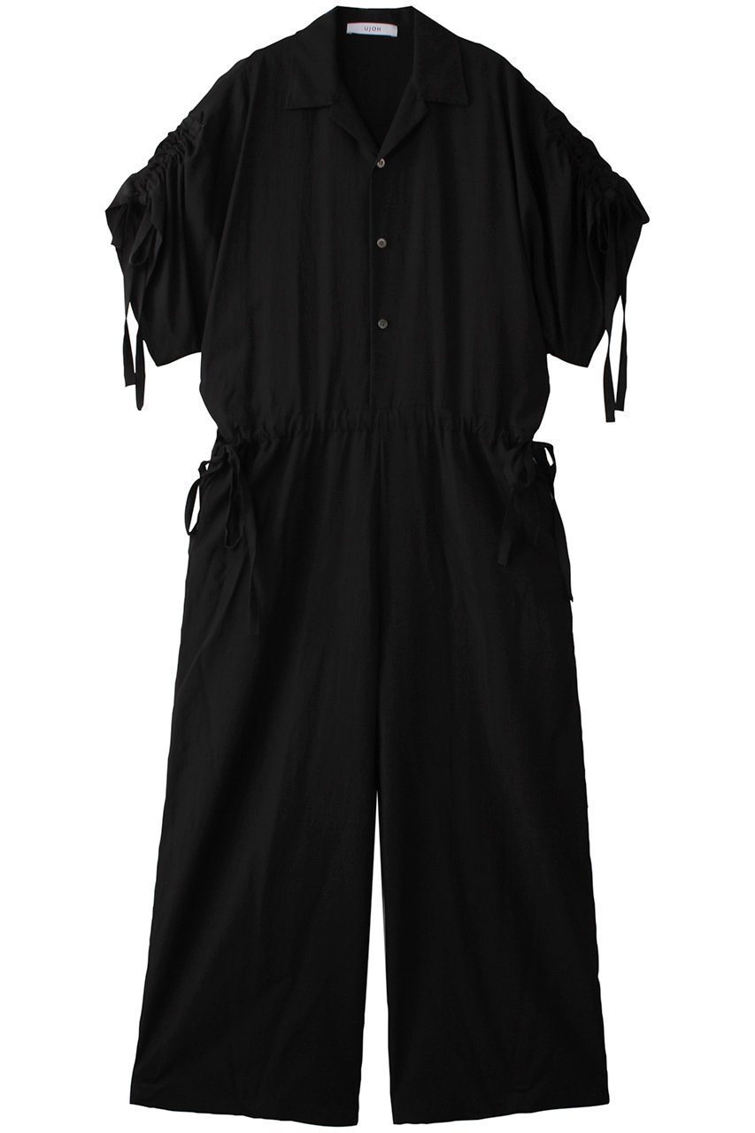 【ウジョー/Ujoh】のリボン コンビネゾン インテリア・キッズ・メンズ・レディースファッション・服の通販 founy(ファニー) 　ファッション　Fashion　レディースファッション　Fashion for Women　パンツ　Pants & Trousers　エレガント 上品　Elegant　コンビネゾン　Jumpsuit, All-in-One　フェミニン　Feminine, Girly　リボン　Ribbon, Bow　ロング　Long, Long-Length　夏　Summer　春　Spring　S/S・春夏　SS, Spring/Summer, Warm Season　ブラック|ID: prp329100004393625 ipo3291000000032919058