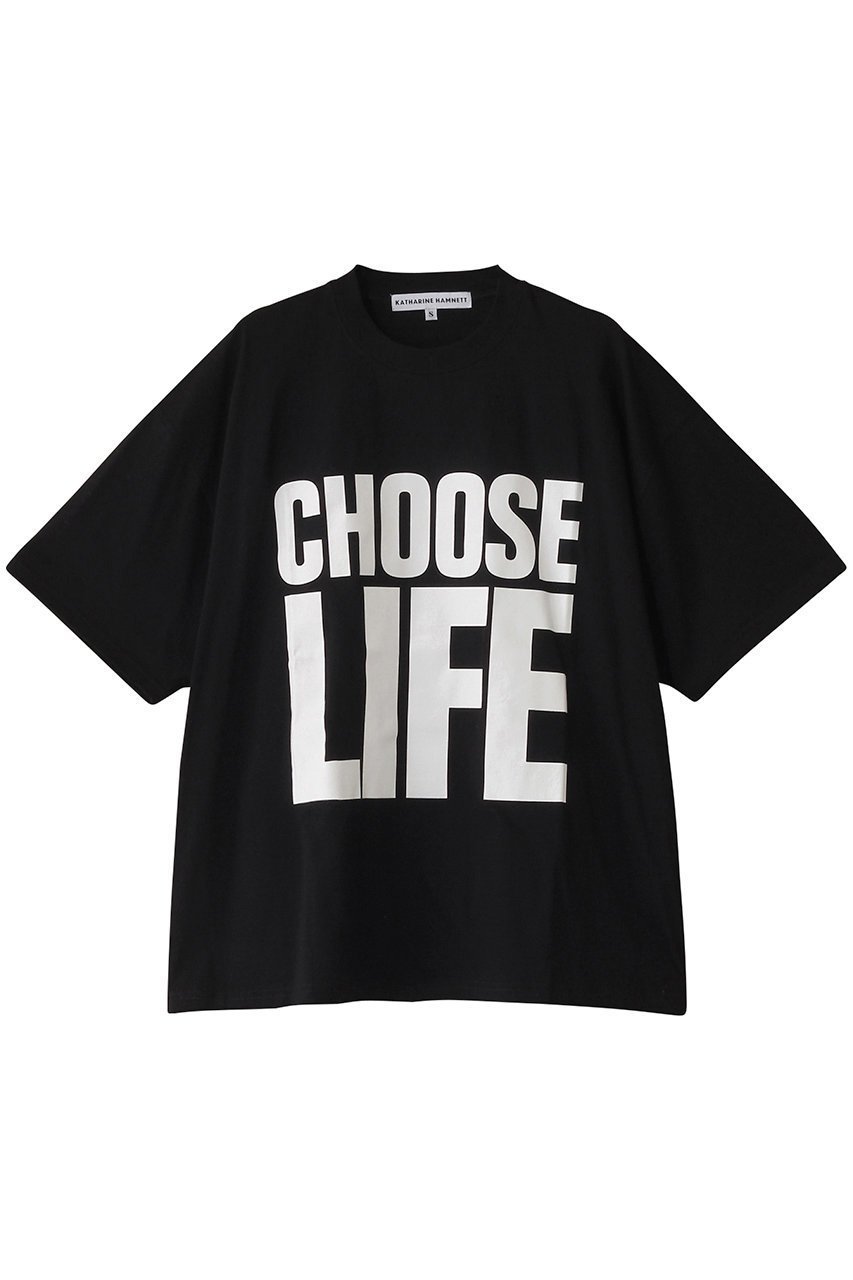 【キャサリンハムネット/KATHARINE HAMNETT LONDON】の【UNISEX】スローガンビッグTシャツ インテリア・キッズ・メンズ・レディースファッション・服の通販 founy(ファニー) 　ファッション　Fashion　レディースファッション　Ladies' Fashion Online　トップス・カットソー　Tops/Tshirt　シャツ/ブラウス　Shirts/Blouses　ロング / Tシャツ　T-Shirts　カットソー　Cut and Sewn　ユニセックス　Unisex　ショート　Short　スリーブ　Sleeve　ビッグ　Big　再入荷　Restock/Back In Stock/Re Arrival　定番　Standard　ブラック|ID: prp329100004393641 ipo3291000000032661876