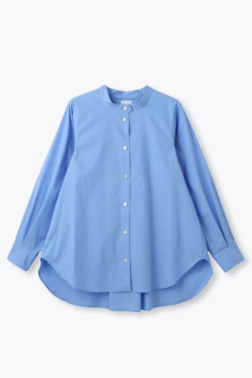 【レリル/lelill】のピマソロ フレアシャツ インテリア・キッズ・メンズ・レディースファッション・服の通販 founy(ファニー) ファッション Fashion レディースファッション Fashion for Women トップス・カットソー Cut & Sew Tops シャツ・ブラウス・オフィスカジュアル Elegant Blouses & Button-Ups シンプル Simple, Minimal ストレッチ Stretch, Stretchy Fabric スリーブ Sleeve, Long Sleeve / Short Sleeve フレア Flare, Flared フロント Front, Front Design ロング Long, Long-Length 定番 Standard, Basic Item サックス|ID: prp329100004393690 ipo3291000000033853087