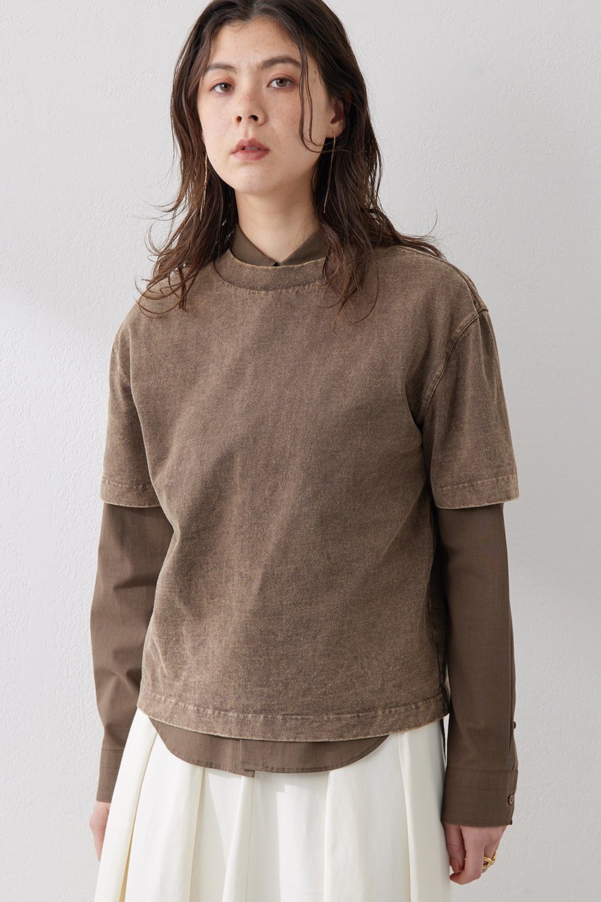 【ウィムガゼット/Whim Gazette】のSulfur dyeing Tシャツ インテリア・キッズ・メンズ・レディースファッション・服の通販 founy(ファニー) 　ファッション　Fashion　レディースファッション　Fashion for Women　トップス・カットソー　Cut & Sew Tops　シャツ・ブラウス・オフィスカジュアル　Elegant Blouses & Button-Ups　ロングTシャツ・Tシャツ　Longline T-Shirts & Tees　カットソー・ベーシックTシャツ　Cut-and-Sewn Tops / Stretch Tees & Basics　クール　Cool, Chic　コンパクト　Compact, Small Size　ショート　Short, Short Length　シンプル　Simple, Minimal　スリーブ　Sleeve, Long Sleeve / Short Sleeve　バランス　Balance, Style Balance　ボトム　Bottoms, Lower Wear　ブラウン|ID: prp329100004394927 ipo3291000000032859636