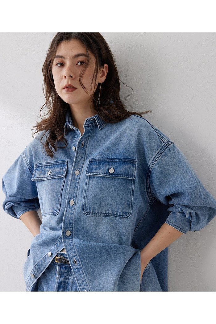 【ウィムガゼット/Whim Gazette】のドロップデニムシャツ インテリア・キッズ・メンズ・レディースファッション・服の通販 founy(ファニー) https://founy.com/ ファッション Fashion レディースファッション Fashion for Women トップス・カットソー Cut & Sew Tops シャツ・ブラウス・オフィスカジュアル Elegant Blouses & Button-Ups おすすめ Recommended / Our Picks ケミカル Chemical, Chemical Wash スリーブ Sleeve, Long Sleeve / Short Sleeve セットアップ Set-Up, Coordinated Outfit デニム Denim, Jeans Material ドット Polka Dot, Dot Pattern ドレープ Drape, Draping Fabric バランス Balance, Style Balance ボトム Bottoms, Lower Wear ポケット Pocket, Pocket Detail ロング Long, Long-Length ヴィンテージ Vintage Style |ID: prp329100004394928 ipo3291000000036064584