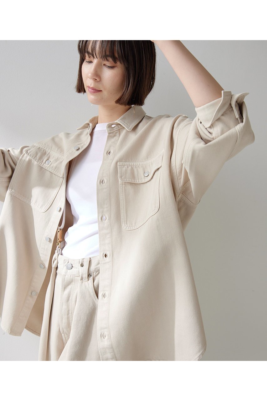 【ウィムガゼット/Whim Gazette】のドロップデニムシャツ インテリア・キッズ・メンズ・レディースファッション・服の通販 founy(ファニー) 　ファッション　Fashion　レディースファッション　Fashion for Women　トップス・カットソー　Cut & Sew Tops　シャツ・ブラウス・オフィスカジュアル　Elegant Blouses & Button-Ups　おすすめ　Recommended / Our Picks　ケミカル　Chemical, Chemical Wash　スリーブ　Sleeve, Long Sleeve / Short Sleeve　セットアップ　Set-Up, Coordinated Outfit　デニム　Denim, Jeans Material　ドット　Polka Dot, Dot Pattern　ドレープ　Drape, Draping Fabric　バランス　Balance, Style Balance　ボトム　Bottoms, Lower Wear　ポケット　Pocket, Pocket Detail　ロング　Long, Long-Length　ヴィンテージ　Vintage Style　ベージュ|ID: prp329100004394928 ipo3291000000036064586