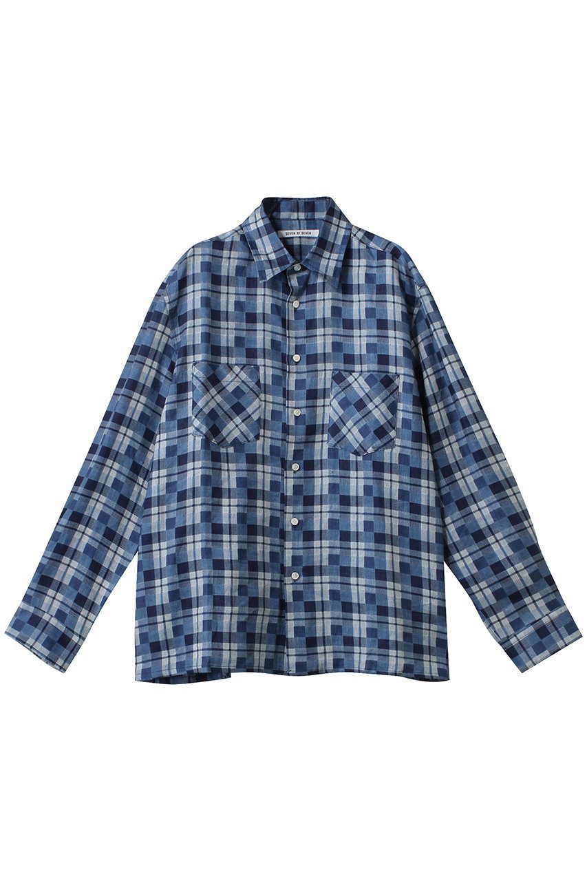 【セブン バイ セブン/SEVEN BY SEVEN / MEN】の【MEN】リネンチェックロングスリーブシャツ インテリア・キッズ・メンズ・レディースファッション・服の通販 founy(ファニー) 　ファッション　Fashion　メンズファッション　MEN　おすすめ　Recommend　インディゴ　Indigo　スリーブ　Sleeve　セットアップ　Set Up　チェック　Check　プリント　Print　プレーン　Plane　リネン　Linen　ロング　Long　エレガント 上品　Elegant　今季　This Season　長袖　Long Sleeve　インディゴ|ID: prp329100004394944 ipo3291000000030730491
