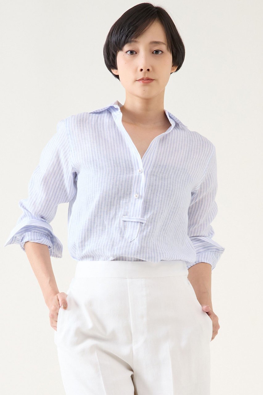 【マルティニーク/martinique】の《定番》リネンパールスキッパーシャツ 人気、トレンドファッション・服の通販 founy(ファニー) 　ファッション　Fashion　レディースファッション　Fashion for Women　トップス・カットソー　Cut & Sew Tops　シャツ・ブラウス・オフィスカジュアル　Elegant Blouses & Button-Ups　エレガント 上品　Elegant　スキッパー　Skipper, Open Collar　スリーブ　Sleeve, Long Sleeve / Short Sleeve　パール　Pearl, Pearl Accent　フェミニン　Feminine, Girly　リネン　Linen, Linen Fabric　ロング　Long, Long-Length　夏　Summer　定番　Standard, Basic Item　 other-1|ID: prp329100004394965 ipo3291000000033706399