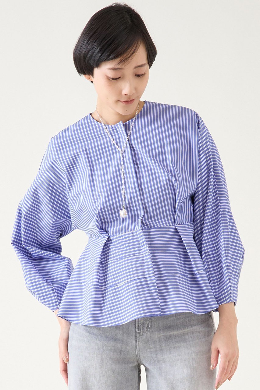 【マルティニーク/martinique】のライトタフタブラウス インテリア・キッズ・メンズ・レディースファッション・服の通販 founy(ファニー) 　ファッション　Fashion　レディースファッション　Fashion for Women　トップス・カットソー　Cut & Sew Tops　シャツ・ブラウス・オフィスカジュアル　Elegant Blouses & Button-Ups　エレガント 上品　Elegant　スリーブ　Sleeve, Long Sleeve / Short Sleeve　タイプライター　Typewriter Fabric, Crisp Cotton　ティアード　Tiered, Tiered Style　フレア　Flare, Flared　ロング　Long, Long-Length　再入荷　Restock / Back in Stock　ブルー|ID: prp329100004394966 ipo3291000000032704785