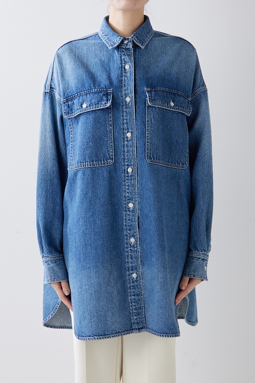 【ウィムガゼット/Whim Gazette】のDENIMシャツワンピース 人気、トレンドファッション・服の通販 founy(ファニー) 　ファッション　Fashion　レディースファッション　Fashion for Women　ワンピース　Dresses　シャツワンピース / 1枚で着映えコーデ　Shirt Dresses　トップス・カットソー　Cut & Sew Tops　グラデーション　Gradient, Ombre　スリーブ　Sleeve, Long Sleeve / Short Sleeve　デニム　Denim, Jeans Material　フラップ　Flap, Flap Pocket　ポケット　Pocket, Pocket Detail　ロング　Long, Long-Length　定番　Standard, Basic Item　other-6|ID: prp329100004394969 ipo3291000000032841609