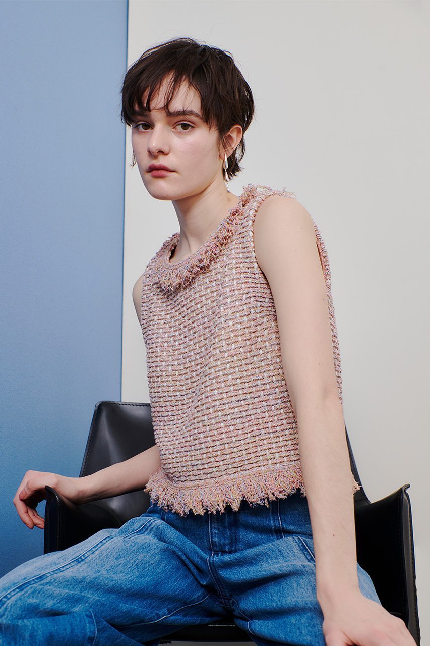 【アルアバイル/allureville】のミックスツィードジレプルオーバー 人気、トレンドファッション・服の通販 founy(ファニー) 　ファッション　Fashion　レディースファッション　Fashion for Women　トップス・カットソー　Cut & Sew Tops　ニット　Knit Tops & Sweaters　ベスト&ジレ / 重ね着スタイル　Vests & Gilets　カジュアルプルオーバー・ニットトップス　Pullovers & Knit Tops / Casual Pullovers　エレガント 上品　Elegant　コンパクト　Compact, Small Size　スラックス　Slacks, Dress Pants　ツイード　Twill, Twill Weave　デニム　Denim, Jeans Material　フォーマル　Formal, Dressy　フリンジ　Fringe, Tassel　ミックス　Mix, Mixed Style　other-6|ID: prp329100004394979 ipo3291000000032706886