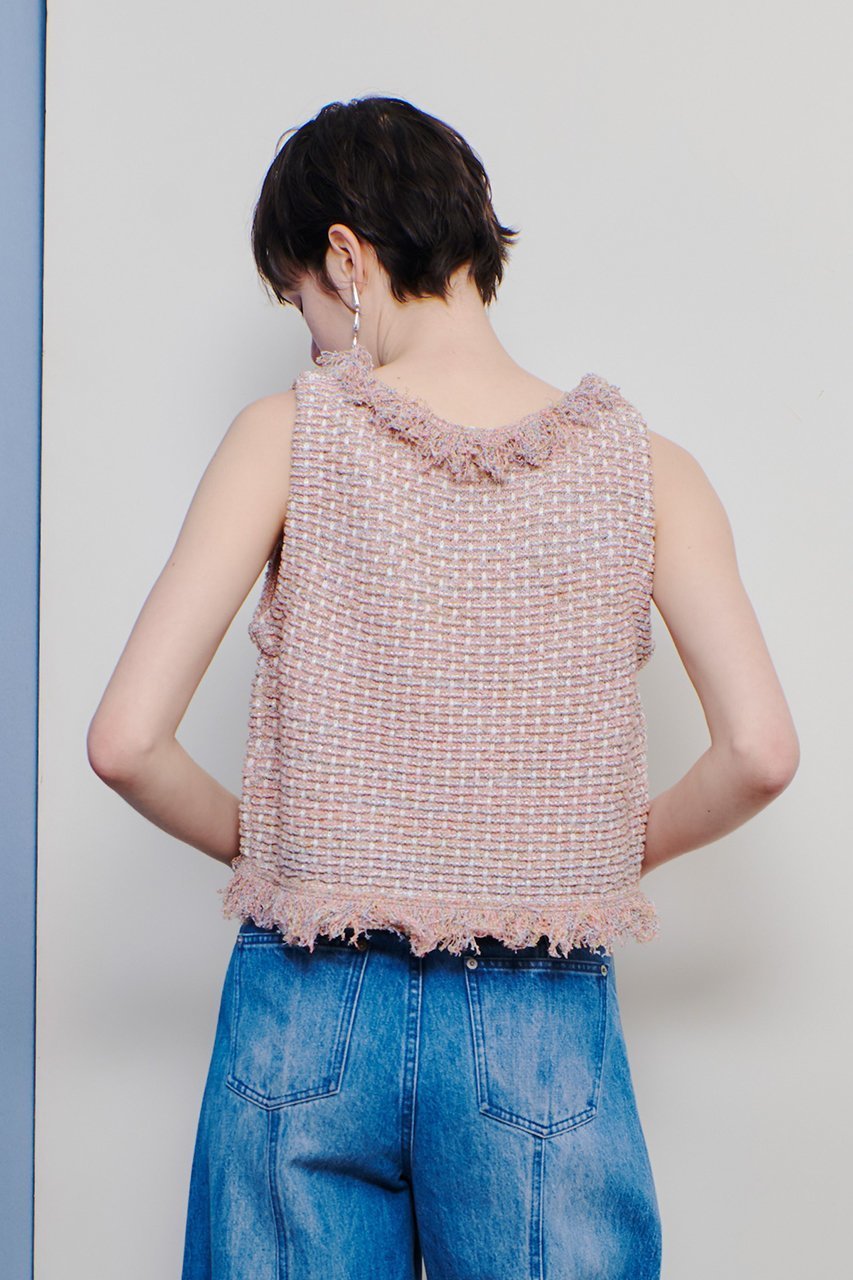 【アルアバイル/allureville】のミックスツィードジレプルオーバー 人気、トレンドファッション・服の通販 founy(ファニー) 　ファッション　Fashion　レディースファッション　Fashion for Women　トップス・カットソー　Cut & Sew Tops　ニット　Knit Tops & Sweaters　ベスト&ジレ / 重ね着スタイル　Vests & Gilets　カジュアルプルオーバー・ニットトップス　Pullovers & Knit Tops / Casual Pullovers　エレガント 上品　Elegant　コンパクト　Compact, Small Size　スラックス　Slacks, Dress Pants　ツイード　Twill, Twill Weave　デニム　Denim, Jeans Material　フォーマル　Formal, Dressy　フリンジ　Fringe, Tassel　ミックス　Mix, Mixed Style　other-8|ID: prp329100004394979 ipo3291000000032706888