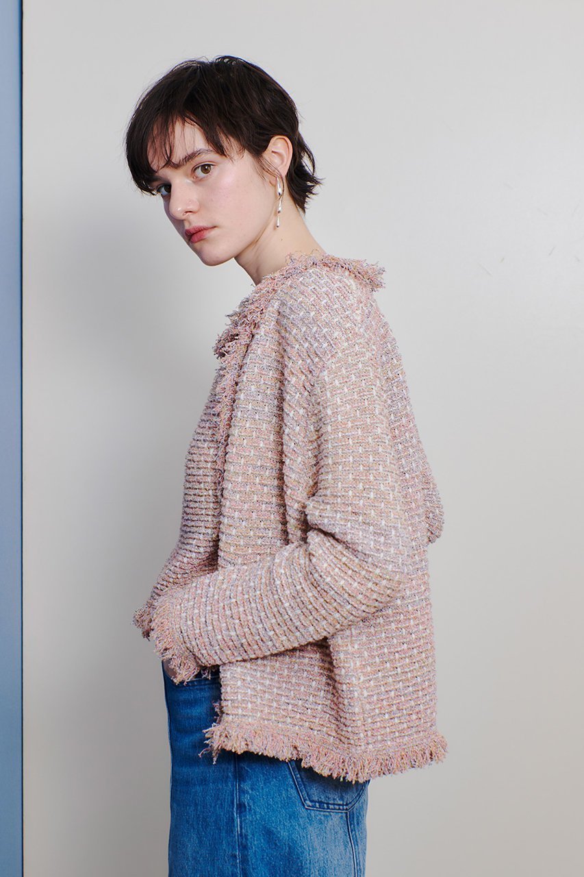 【アルアバイル/allureville】のミックスツィードニットジャケット 人気、トレンドファッション・服の通販 founy(ファニー) 　ファッション　Fashion　レディースファッション　Fashion for Women　アウター　Coat / Outerwear Collection　レディースジャケット・軽アウター　Jackets　カーディガン　Cardigan, Knitwear　コンパクト　Compact, Small Size　シンプル　Simple, Minimal　ジャケット　Jacket, Outerwear　ツイード　Twill, Twill Weave　デニム　Denim, Jeans Material　トレンド　Trend, Trending Now　ミックス　Mix, Mixed Style　エレガント 上品　Elegant　other-8|ID: prp329100004394980 ipo3291000000032706636