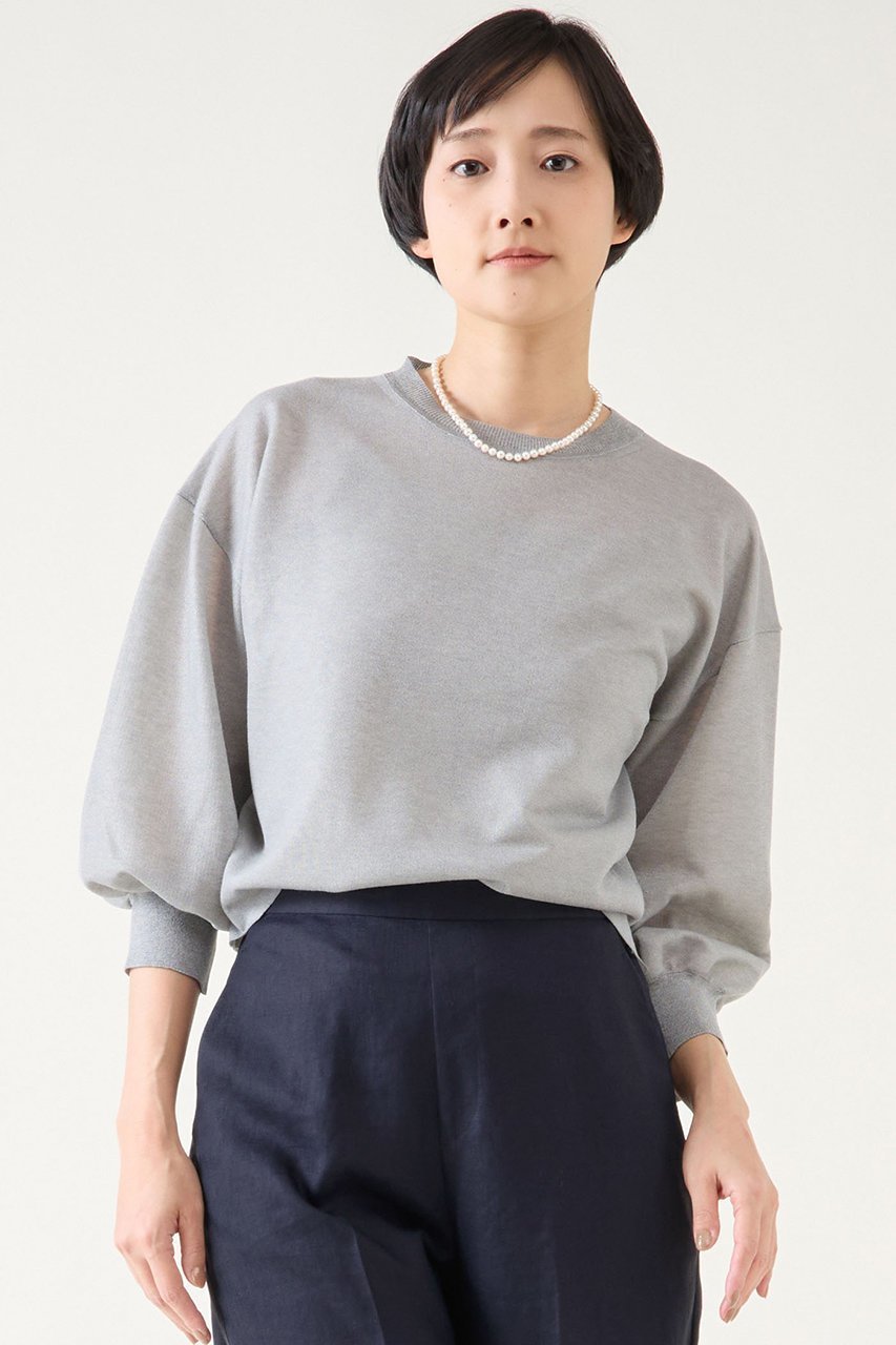 【マルティニーク/martinique】のサマーダブルフェイスプルオーバー インテリア・キッズ・メンズ・レディースファッション・服の通販 founy(ファニー) 　ファッション　Fashion　レディースファッション　Fashion for Women　トップス・カットソー　Cut & Sew Tops　ニット　Knit Tops & Sweaters　カジュアルプルオーバー・ニットトップス　Pullovers & Knit Tops / Casual Pullovers　スリーブ　Sleeve, Long Sleeve / Short Sleeve　バランス　Balance, Style Balance　夏　Summer　グレー|ID: prp329100004397917 ipo3291000000035042202