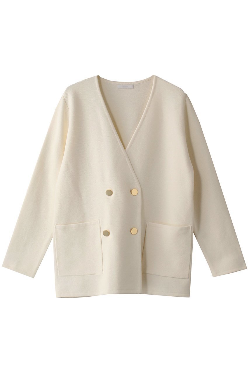 【アルアバイル/allureville】のセミダブルガーターニットジャケット インテリア・キッズ・メンズ・レディースファッション・服の通販 founy(ファニー)  ファッション Fashion レディースファッション Fashion for Women アウター Coat / Outerwear Collection レディースジャケット・軽アウター Jackets おすすめ Recommended / Our Picks シンプル Simple, Minimal ジャケット Jacket, Outerwear ダブル Double, Double-Breasted デニム Denim, Jeans Material メタル Metal, Metal Parts アイボリー|ID: prp329100004403520 ipo3291000000032950611