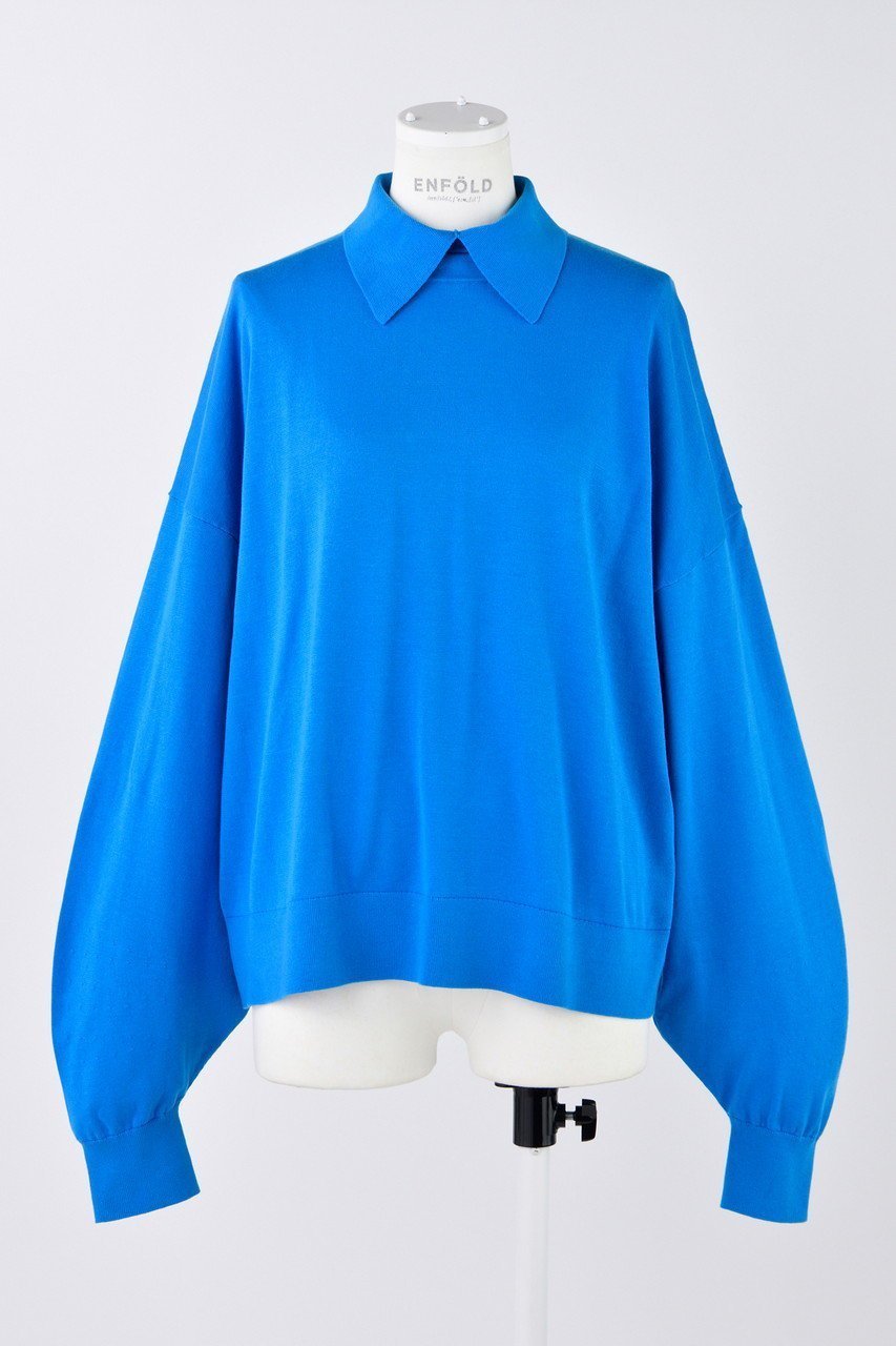 【エンフォルド/ENFOLD】の衿付ニットP.O/プルオーバー インテリア・キッズ・メンズ・レディースファッション・服の通販 founy(ファニー) ファッション Fashion レディースファッション Fashion for Women トップス・カットソー Cut & Sew Tops ニット Knit Tops & Sweaters カジュアルプルオーバー・ニットトップス Pullovers & Knit Tops / Casual Pullovers おすすめ Recommended / Our Picks シンプル Simple, Minimal ダブル Double, Double-Breasted ブルー|ID: prp329100004403530 ipo3291000000036062480