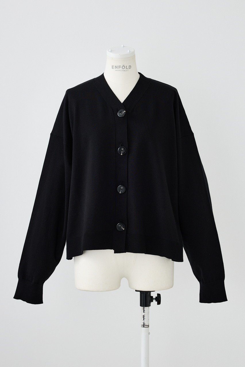 【エンフォルド/ENFOLD】のBOXカーディガン インテリア・キッズ・メンズ・レディースファッション・服の通販 founy(ファウニー) 　ファッション　Fashion　レディースファッション　Fashion for Women　トップス・カットソー　Cut & Sew Tops　ニット　Knit Tops & Sweaters　カーディガン・羽織り　Layered Style Cardigans　おすすめ　Recommended / Our Picks　カーディガン　Cardigan, Knitwear　シンプル　Simple, Minimal　ツイル　Twist, Twisted Detail　ベーシック　Basic, Essential　ボトム　Bottoms, Lower Wear　夏　Summer　春　Spring　S/S・春夏　SS, Spring/Summer, Warm Season　ブラック|ID: prp329100004403531 ipo3291000000036896095
