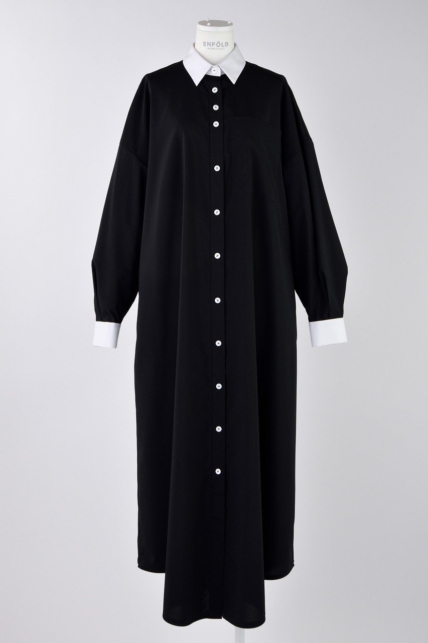 【エンフォルド/ENFOLD】のプレーンストレッチ クレリック SH DRS/シャツドレス 人気、トレンドファッション・服の通販 founy(ファニー) 　ファッション　Fashion　レディースファッション　Fashion for Women　ワンピース　Dresses　フォーマル・パーティードレス・結婚式用ドレス　Elegant & Casual Dresses　チュニック　Tunic Tops & Dresses　カフス　Cuff Design　チュニック　Tunic, Long Top　ドレス　Dress, One-Piece　フレア　Flare, Flared　ロング　Long, Long-Length　ワイド　Wide, Wide Fit　 other-1|ID: prp329100004403535 ipo3291000000035673432