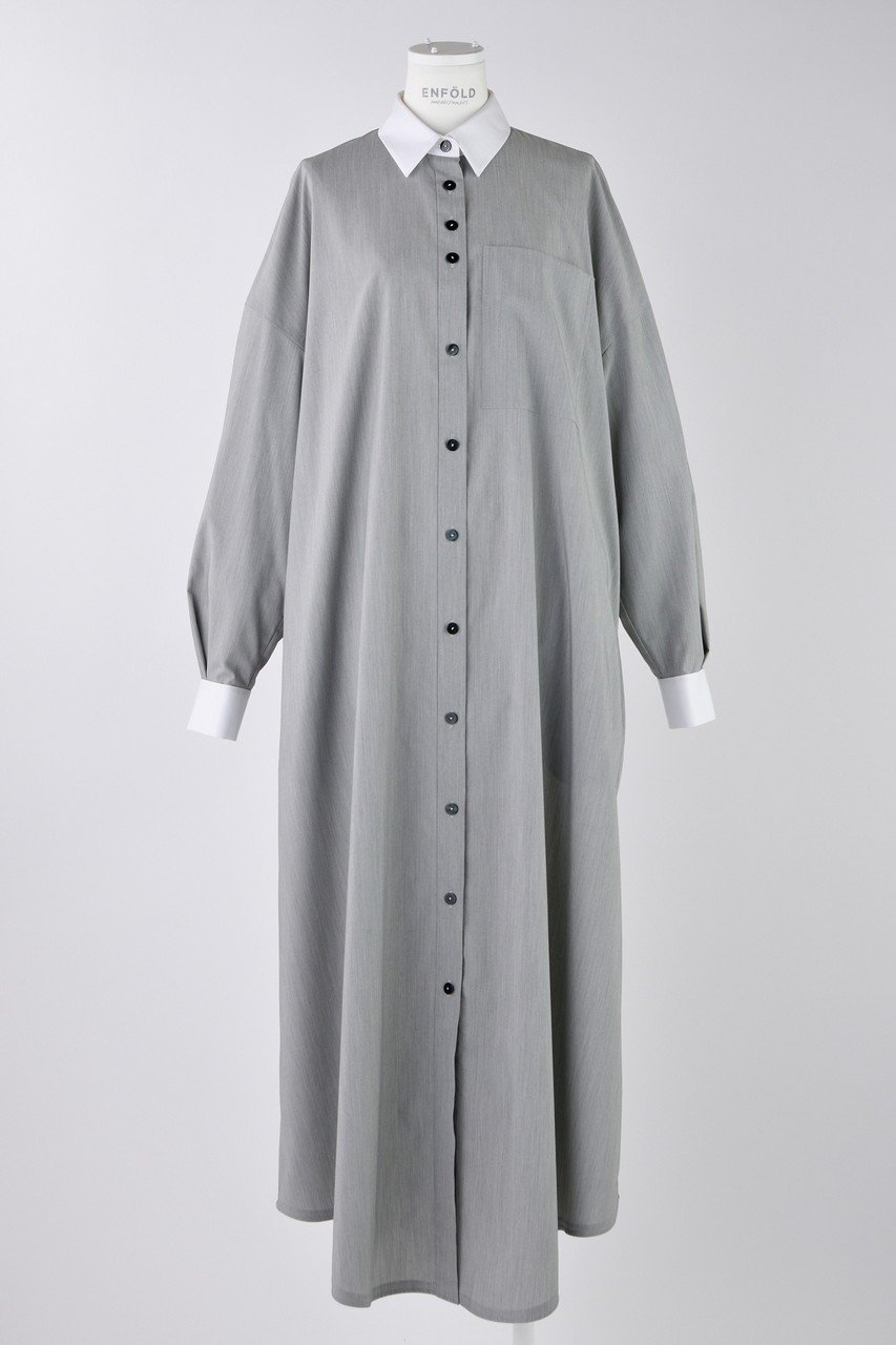 【エンフォルド/ENFOLD】のプレーンストレッチ クレリック SH DRS/シャツドレス インテリア・キッズ・メンズ・レディースファッション・服の通販 founy(ファニー) 　ファッション　Fashion　レディースファッション　Fashion for Women　ワンピース　Dresses　フォーマル・パーティードレス・結婚式用ドレス　Elegant & Casual Dresses　チュニック　Tunic Tops & Dresses　カフス　Cuff Design　チュニック　Tunic, Long Top　ドレス　Dress, One-Piece　フレア　Flare, Flared　ロング　Long, Long-Length　ワイド　Wide, Wide Fit　トップグレー|ID: prp329100004403535 ipo3291000000035673437
