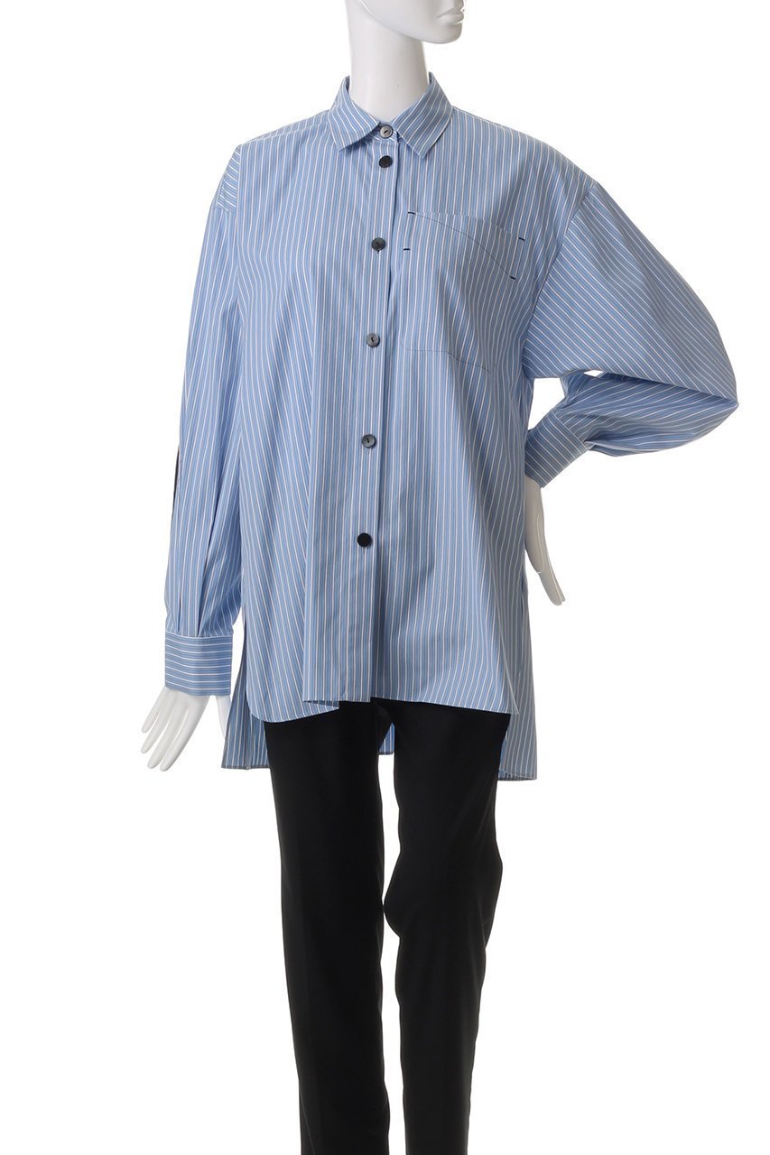 【ナゴンスタンス/nagonstans】のCombi Stripe バイカラーフレアSH/シャツ 人気、トレンドファッション・服の通販 founy(ファニー) 　ファッション　Fashion　レディースファッション　Fashion for Women　トップス・カットソー　Cut & Sew Tops　シャツ・ブラウス・オフィスカジュアル　Elegant Blouses & Button-Ups　シンプル　Simple, Minimal　スリーブ　Sleeve, Long Sleeve / Short Sleeve　ポケット　Pocket, Pocket Detail　ロング　Long, Long-Length　other-2|ID: prp329100004403559 ipo3291000000036071313