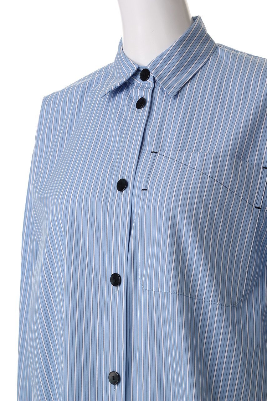 【ナゴンスタンス/nagonstans】のCombi Stripe バイカラーフレアSH/シャツ 人気、トレンドファッション・服の通販 founy(ファニー) 　ファッション　Fashion　レディースファッション　Fashion for Women　トップス・カットソー　Cut & Sew Tops　シャツ・ブラウス・オフィスカジュアル　Elegant Blouses & Button-Ups　シンプル　Simple, Minimal　スリーブ　Sleeve, Long Sleeve / Short Sleeve　ポケット　Pocket, Pocket Detail　ロング　Long, Long-Length　other-5|ID: prp329100004403559 ipo3291000000036071317