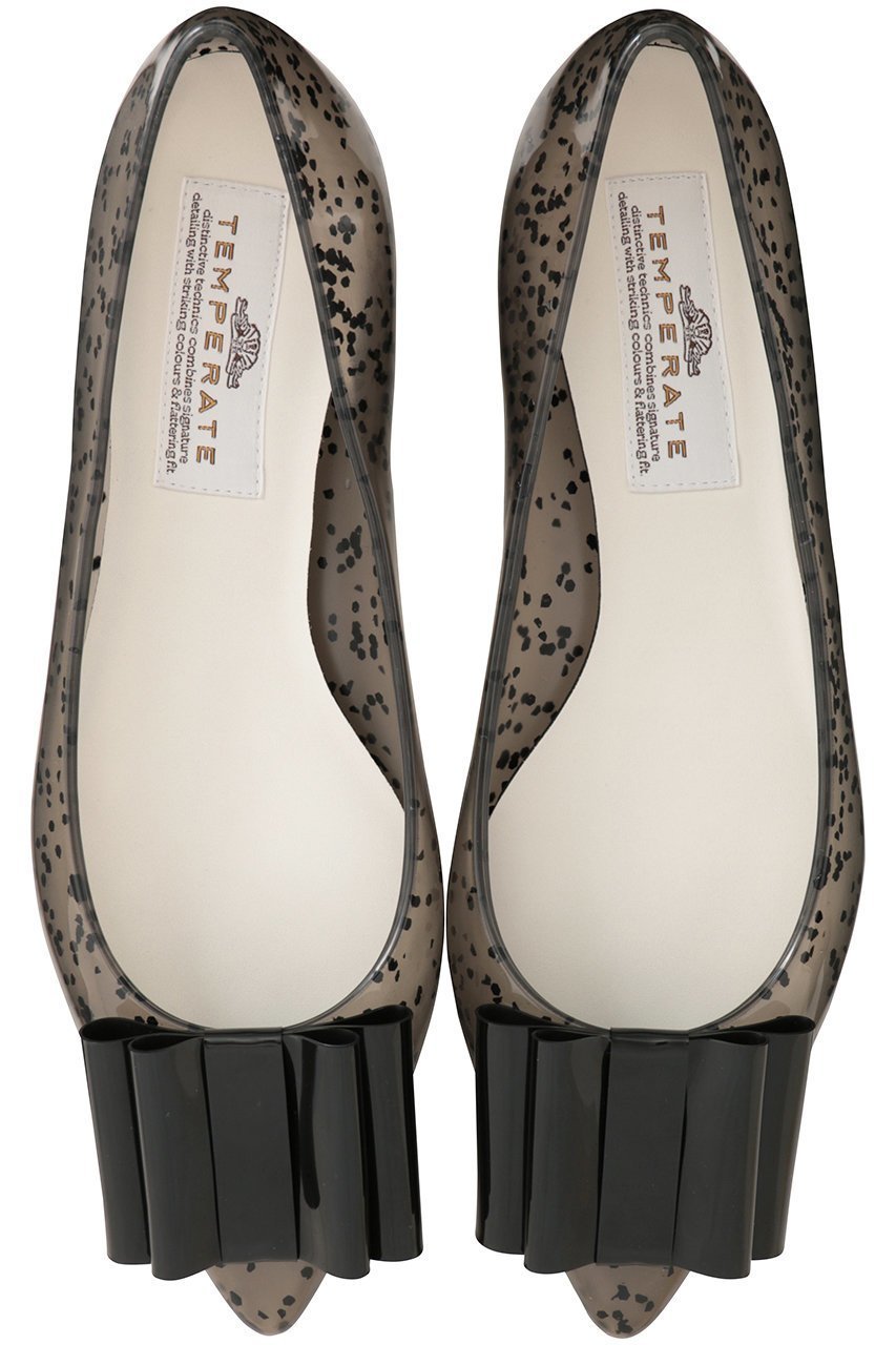 【テンパレイト/TEMPERATE】のSIMA リボン ポインテッドパンプス(レイン対応) インテリア・キッズ・メンズ・レディースファッション・服の通販 founy(ファニー) 　ファッション　Fashion　レディースファッション　Fashion for Women　インソール　Shoe Insole　シューズ　Shoes, Footwear　フラット　Flat, Flat Shoes　ボトム　Bottoms, Lower Wear　ラバー　Rubber, Rubber Sole　リボン　Ribbon, Bow　レイン　Rain, Rainproof　再入荷　Restock / Back in Stock　ブラックグリッター|ID: prp329100004406017 ipo3291000000036772611