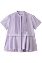 【マリリンムーン/MARILYN MOON】のタックフリルフレアハーフスリーブシャツ 人気、トレンドファッション・服の通販 founy(ファニー) ファッション Fashion レディースファッション Fashion for Women トップス・カットソー Cut & Sew Tops シャツ・ブラウス・オフィスカジュアル Elegant Blouses & Button-Ups ショート Short, Short Length スリーブ Sleeve, Long Sleeve / Short Sleeve デニム Denim, Jeans Material バランス Balance, Style Balance フリル Frill, Ruffle ワイド Wide, Wide Fit 人気 Popular, Best Seller 半袖 Short Sleeve, Half Sleeve thumbnail ラベンダー|ID: prp329100004406023 ipo3291000000035559337