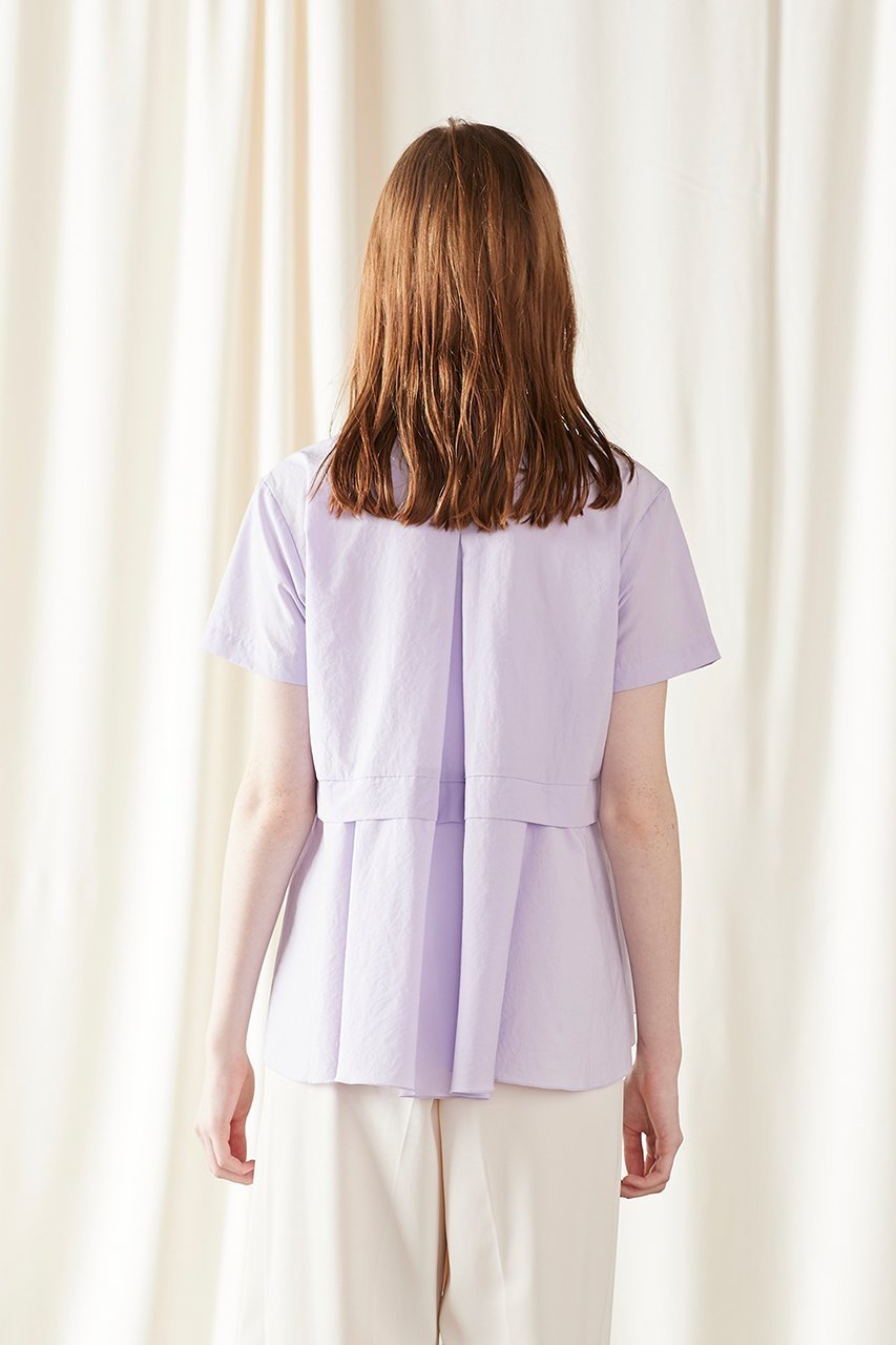 【マリリンムーン/MARILYN MOON】のタックフリルフレアハーフスリーブシャツ 人気、トレンドファッション・服の通販 founy(ファニー) 　ファッション　Fashion　レディースファッション　Fashion for Women　トップス・カットソー　Cut & Sew Tops　シャツ・ブラウス・オフィスカジュアル　Elegant Blouses & Button-Ups　ショート　Short, Short Length　スリーブ　Sleeve, Long Sleeve / Short Sleeve　デニム　Denim, Jeans Material　バランス　Balance, Style Balance　フリル　Frill, Ruffle　ワイド　Wide, Wide Fit　人気　Popular, Best Seller　半袖　Short Sleeve, Half Sleeve　other-7|ID: prp329100004406023 ipo3291000000035559347