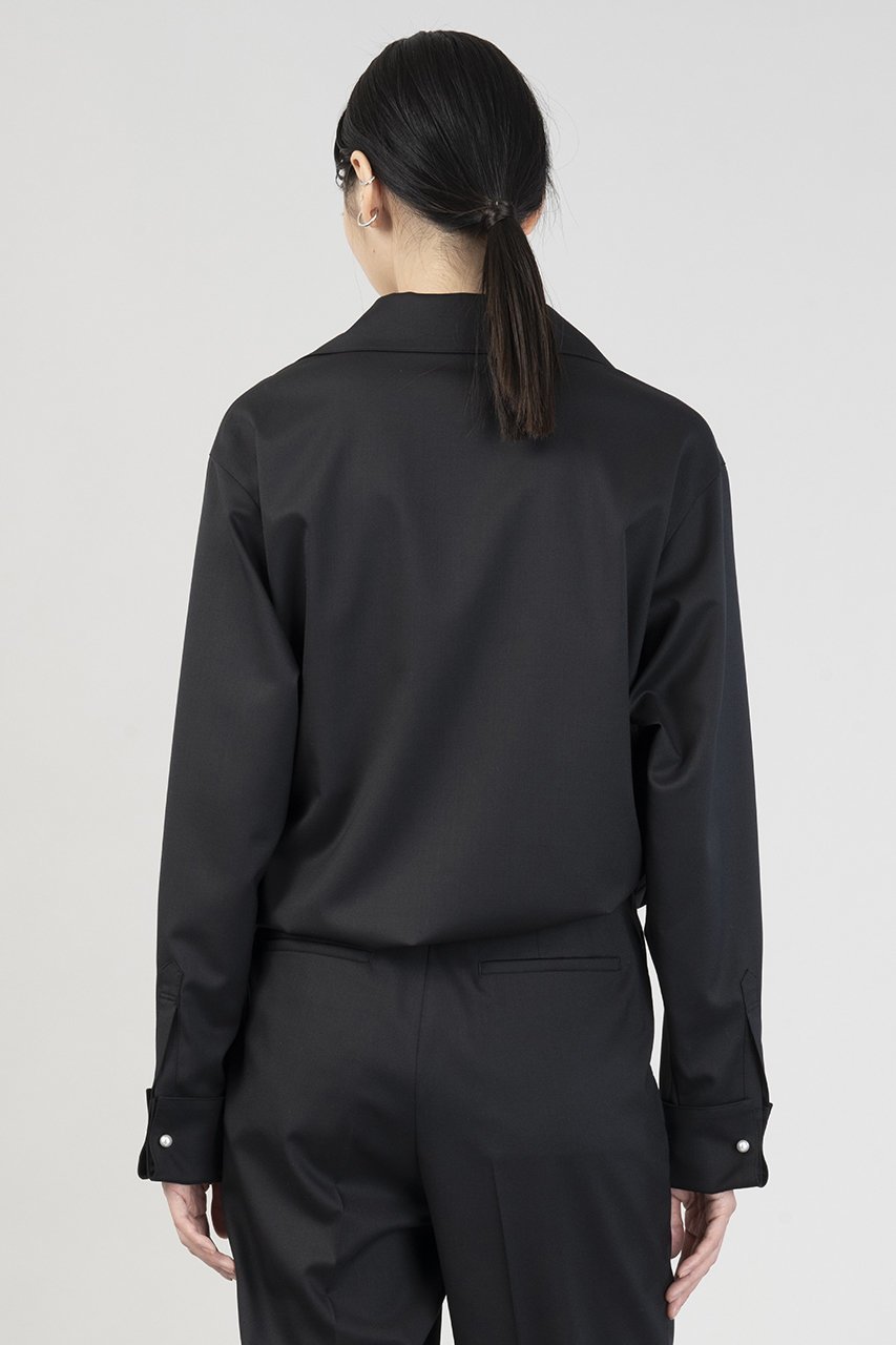 【エステータ/esteta】のウールシルクギャバジン テーラードブラウス 人気、トレンドファッション・服の通販 founy(ファニー) 　ファッション　Fashion　レディースファッション　WOMEN　トップス・カットソー　Tops/Tshirt　シャツ/ブラウス　Shirts/Blouses　エレガント 上品　Elegant　スリーブ　Sleeve　ドレープ　Drape　フロント　Front　モダン　Modern　ラップ　Wrap　ロング　Long　再入荷　Restock/Back In Stock/Re Arrival　other-6|ID: prp329100004406030 ipo3291000000031330913