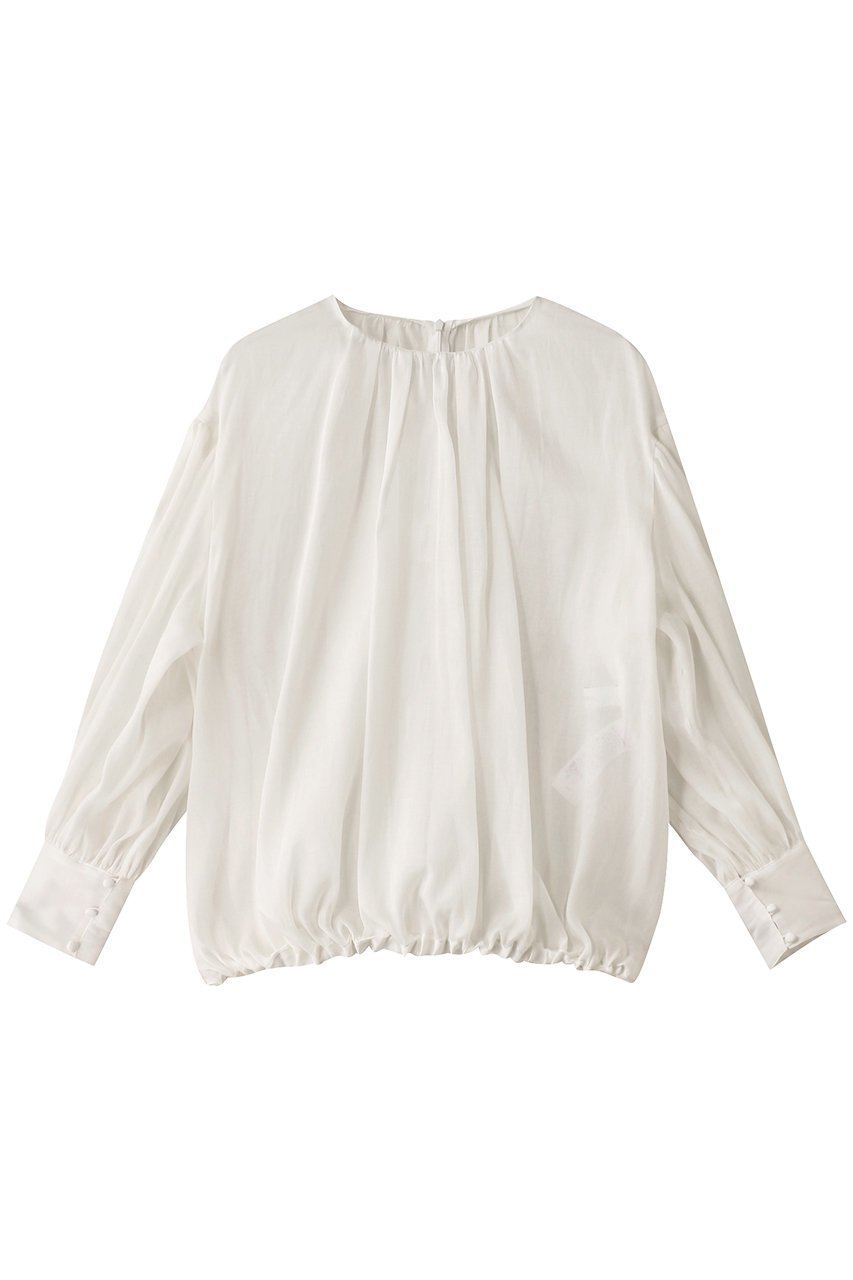 【エステータ/esteta】のシルクコットンオーガンジー ブラウス インテリア・キッズ・メンズ・レディースファッション・服の通販 founy(ファニー) 　ファッション　Fashion　レディースファッション　Fashion for Women　トップス・カットソー　Cut & Sew Tops　シャツ・ブラウス・オフィスカジュアル　Elegant Blouses & Button-Ups　エレガント 上品　Elegant　ギャザー　Gathered, Ruffled　シアー　Sheer, See-Through　シンプル　Simple, Minimal　スリーブ　Sleeve, Long Sleeve / Short Sleeve　フォーマル　Formal, Dressy　ロング　Long, Long-Length　再入荷　Restock / Back in Stock　ホワイト|ID: prp329100004406031 ipo3291000000035062776