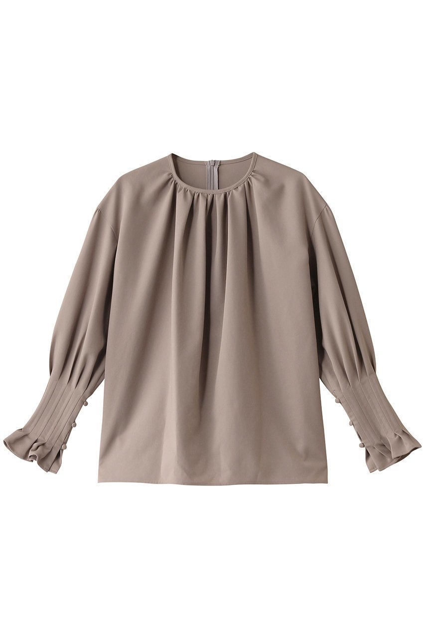 【エステータ/esteta】のコットンダブルクロス 長袖ブラウス インテリア・キッズ・メンズ・レディースファッション・服の通販 founy(ファニー) 　ファッション　Fashion　レディースファッション　Fashion for Women　トップス・カットソー　Cut & Sew Tops　シャツ・ブラウス・オフィスカジュアル　Elegant Blouses & Button-Ups　エレガント 上品　Elegant　ギャザー　Gathered, Ruffled　シンプル　Simple, Minimal　スラックス　Slacks, Dress Pants　スリーブ　Sleeve, Long Sleeve / Short Sleeve　フリル　Frill, Ruffle　ロング　Long, Long-Length　再入荷　Restock / Back in Stock　長袖　Long Sleeve, Full Sleeve　トップベージュ|ID: prp329100004406032 ipo3291000000035062792