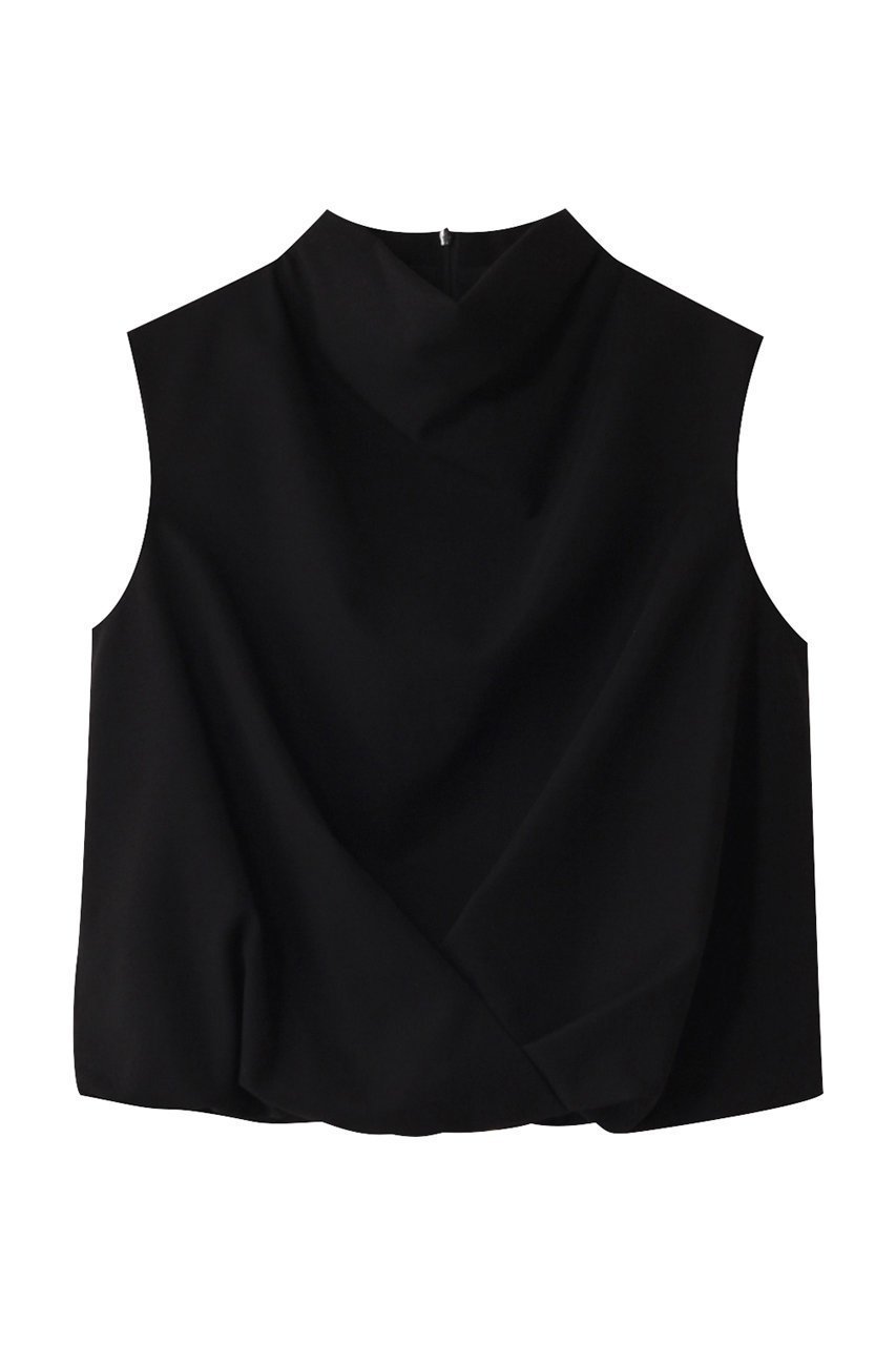 【エステータ/esteta】のコットンダブルクロス ノースリーブブラウス インテリア・キッズ・メンズ・レディースファッション・服の通販 founy(ファニー) 　ファッション　Fashion　レディースファッション　Fashion for Women　トップス・カットソー　Cut & Sew Tops　キャミソール&ノースリーブ　Camisoles & Sleeveless Tops　シャツ・ブラウス・オフィスカジュアル　Elegant Blouses & Button-Ups　エレガント 上品　Elegant　ドレープ　Drape, Draping Fabric　ノースリーブ　Sleeveless, No-Sleeve　フロント　Front, Front Design　ブラック|ID: prp329100004406033 ipo3291000000032860565
