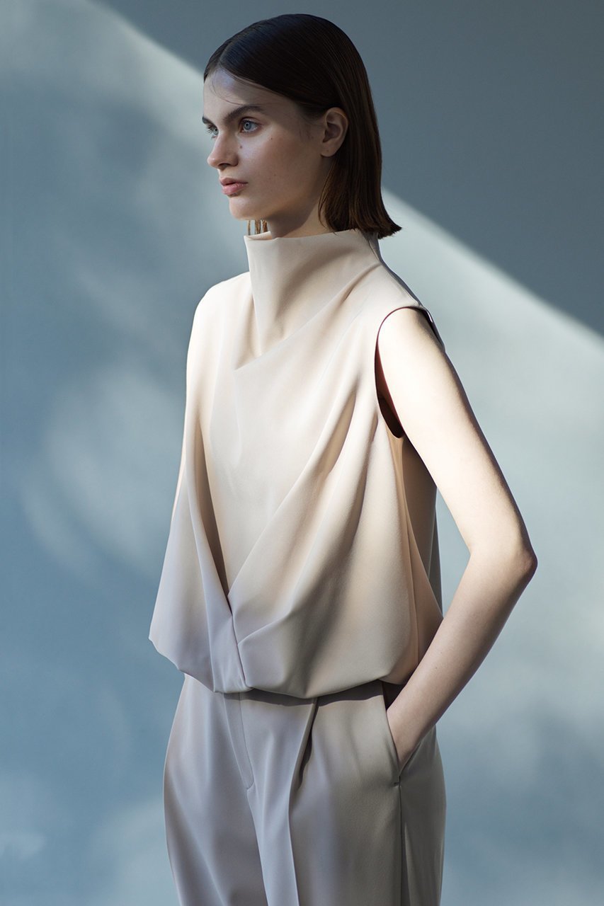 【エステータ/esteta】のコットンダブルクロス ノースリーブブラウス 人気、トレンドファッション・服の通販 founy(ファニー) 　ファッション　Fashion　レディースファッション　Fashion for Women　トップス・カットソー　Cut & Sew Tops　キャミソール&ノースリーブ　Camisoles & Sleeveless Tops　シャツ・ブラウス・オフィスカジュアル　Elegant Blouses & Button-Ups　エレガント 上品　Elegant　ドレープ　Drape, Draping Fabric　ノースリーブ　Sleeveless, No-Sleeve　フロント　Front, Front Design　other-6|ID: prp329100004406033 ipo3291000000032860595