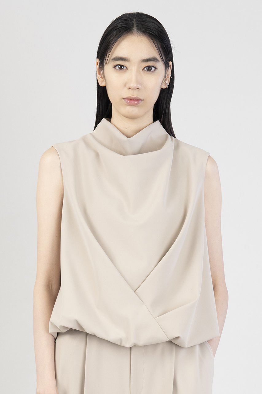 【エステータ/esteta】のコットンダブルクロス ノースリーブブラウス 人気、トレンドファッション・服の通販 founy(ファニー) 　ファッション　Fashion　レディースファッション　Fashion for Women　トップス・カットソー　Cut & Sew Tops　キャミソール&ノースリーブ　Camisoles & Sleeveless Tops　シャツ・ブラウス・オフィスカジュアル　Elegant Blouses & Button-Ups　エレガント 上品　Elegant　ドレープ　Drape, Draping Fabric　ノースリーブ　Sleeveless, No-Sleeve　フロント　Front, Front Design　other-8|ID: prp329100004406033 ipo3291000000032860606