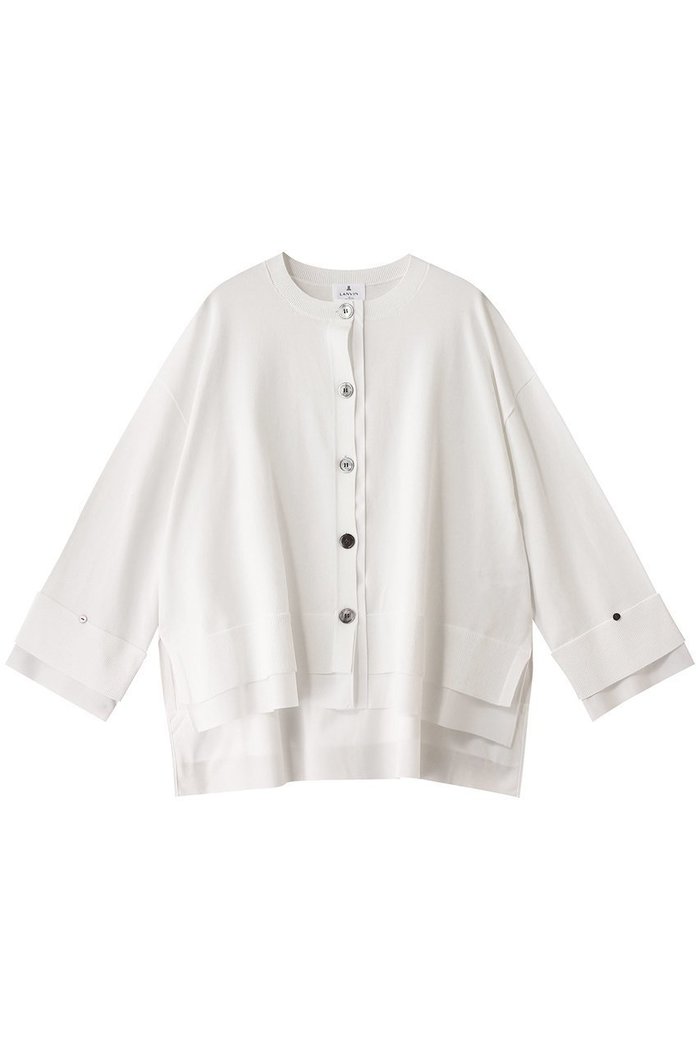 【ランバン オン ブルー/LANVIN en Bleu】のシャツトリムニットコンビカーディガン インテリア・キッズ・メンズ・レディースファッション・服の通販 founy(ファニー) https://founy.com/ ファッション Fashion レディースファッション Fashion for Women トップス・カットソー Cut & Sew Tops ニット Knit Tops & Sweaters カーディガン・羽織り Layered Style Cardigans シャツ・ブラウス・オフィスカジュアル Elegant Blouses & Button-Ups カーディガン Cardigan, Knitwear コンパクト Compact, Small Size コンビ Combo, Combination Style スリット Slit, Slit Detail バランス Balance, Style Balance ロング Long, Long-Length |ID: prp329100004406045 ipo3291000000032943802