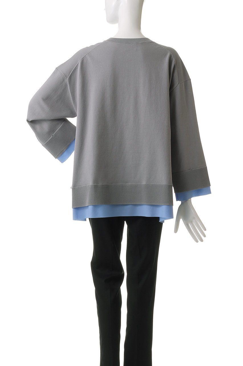 【ランバン オン ブルー/LANVIN en Bleu】のシャツトリムニットコンビカーディガン 人気、トレンドファッション・服の通販 founy(ファニー) 　ファッション　Fashion　レディースファッション　Fashion for Women　トップス・カットソー　Cut & Sew Tops　ニット　Knit Tops & Sweaters　カーディガン・羽織り　Layered Style Cardigans　シャツ・ブラウス・オフィスカジュアル　Elegant Blouses & Button-Ups　カーディガン　Cardigan, Knitwear　コンパクト　Compact, Small Size　コンビ　Combo, Combination Style　スリット　Slit, Slit Detail　バランス　Balance, Style Balance　ロング　Long, Long-Length　other-4|ID: prp329100004406045 ipo3291000000032943832