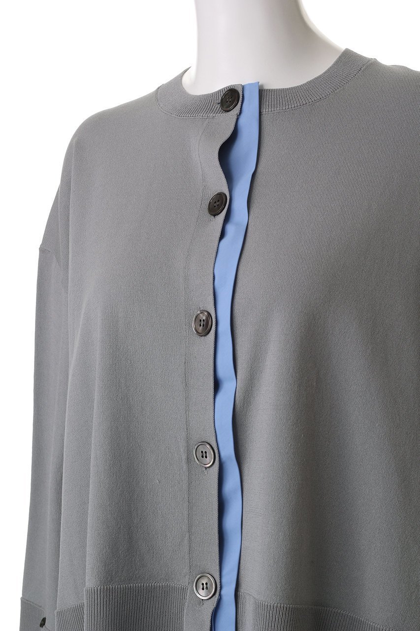 【ランバン オン ブルー/LANVIN en Bleu】のシャツトリムニットコンビカーディガン 人気、トレンドファッション・服の通販 founy(ファニー) 　ファッション　Fashion　レディースファッション　Fashion for Women　トップス・カットソー　Cut & Sew Tops　ニット　Knit Tops & Sweaters　カーディガン・羽織り　Layered Style Cardigans　シャツ・ブラウス・オフィスカジュアル　Elegant Blouses & Button-Ups　カーディガン　Cardigan, Knitwear　コンパクト　Compact, Small Size　コンビ　Combo, Combination Style　スリット　Slit, Slit Detail　バランス　Balance, Style Balance　ロング　Long, Long-Length　other-5|ID: prp329100004406045 ipo3291000000032943837
