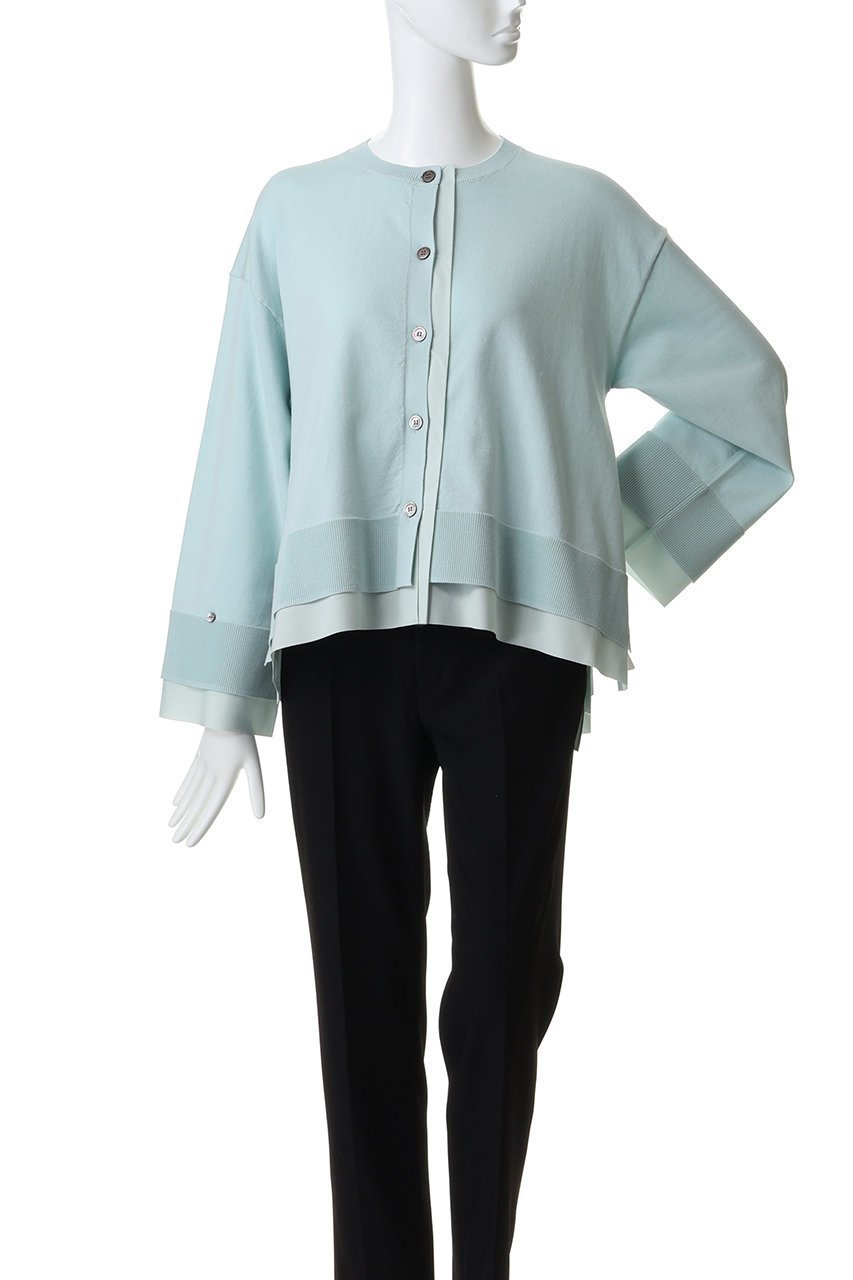 【ランバン オン ブルー/LANVIN en Bleu】のシャツトリムニットコンビカーディガン 人気、トレンドファッション・服の通販 founy(ファニー) 　ファッション　Fashion　レディースファッション　Fashion for Women　トップス・カットソー　Cut & Sew Tops　ニット　Knit Tops & Sweaters　カーディガン・羽織り　Layered Style Cardigans　シャツ・ブラウス・オフィスカジュアル　Elegant Blouses & Button-Ups　カーディガン　Cardigan, Knitwear　コンビ　Combo, Combination Style　スリーブ　Sleeve, Long Sleeve / Short Sleeve　ワイド　Wide, Wide Fit　other-2|ID: prp329100004406045 ipo3291000000036220560