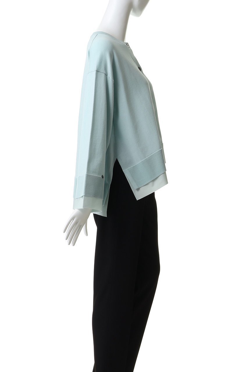 【ランバン オン ブルー/LANVIN en Bleu】のシャツトリムニットコンビカーディガン 人気、トレンドファッション・服の通販 founy(ファニー) 　ファッション　Fashion　レディースファッション　Fashion for Women　トップス・カットソー　Cut & Sew Tops　ニット　Knit Tops & Sweaters　カーディガン・羽織り　Layered Style Cardigans　シャツ・ブラウス・オフィスカジュアル　Elegant Blouses & Button-Ups　カーディガン　Cardigan, Knitwear　コンビ　Combo, Combination Style　スリーブ　Sleeve, Long Sleeve / Short Sleeve　ワイド　Wide, Wide Fit　other-3|ID: prp329100004406045 ipo3291000000036220562