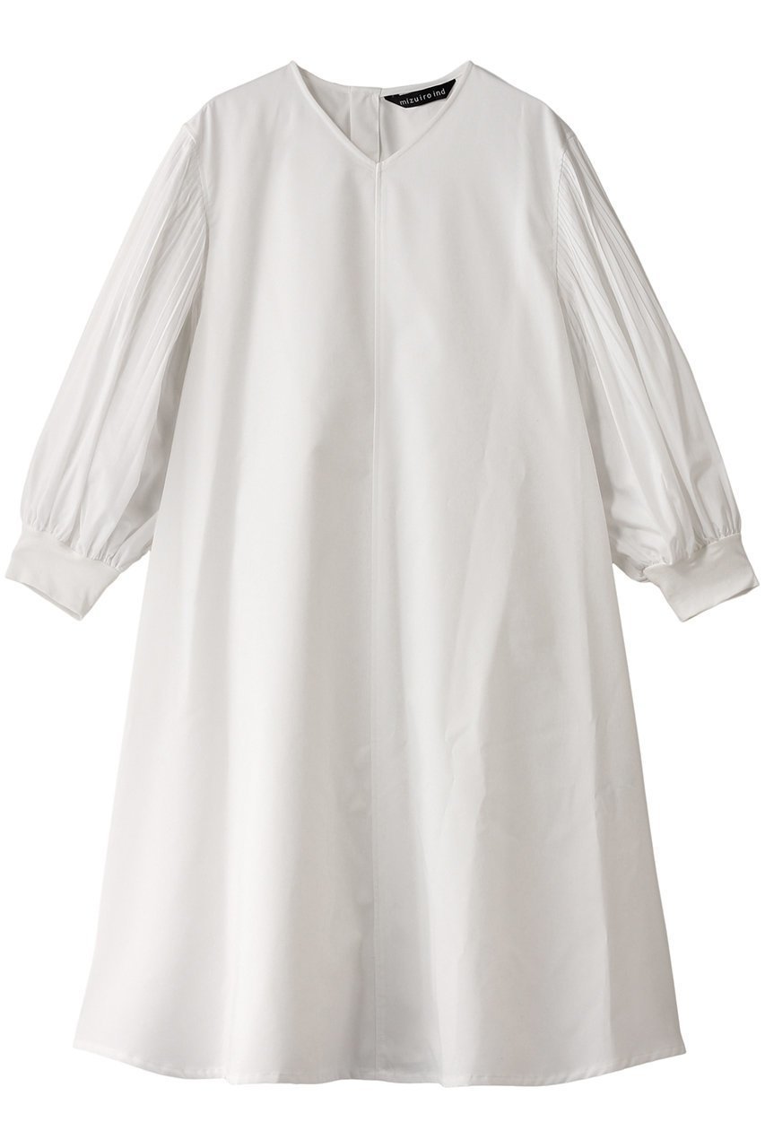 【ミズイロ インド/mizuiro ind】のpleats puff slv OP ワンピース インテリア・キッズ・メンズ・レディースファッション・服の通販 founy(ファニー) 　ファッション　Fashion　レディースファッション　Fashion for Women　ワンピース　Dresses　チュニック　Tunic Tops & Dresses　シューズ　Shoes, Footwear　シンプル　Simple, Minimal　スリーブ　Sleeve, Long Sleeve / Short Sleeve　チュニック　Tunic, Long Top　フレア　Flare, Flared　エレガント 上品　Elegant　オフホワイト|ID: prp329100004406058 ipo3291000000032872574