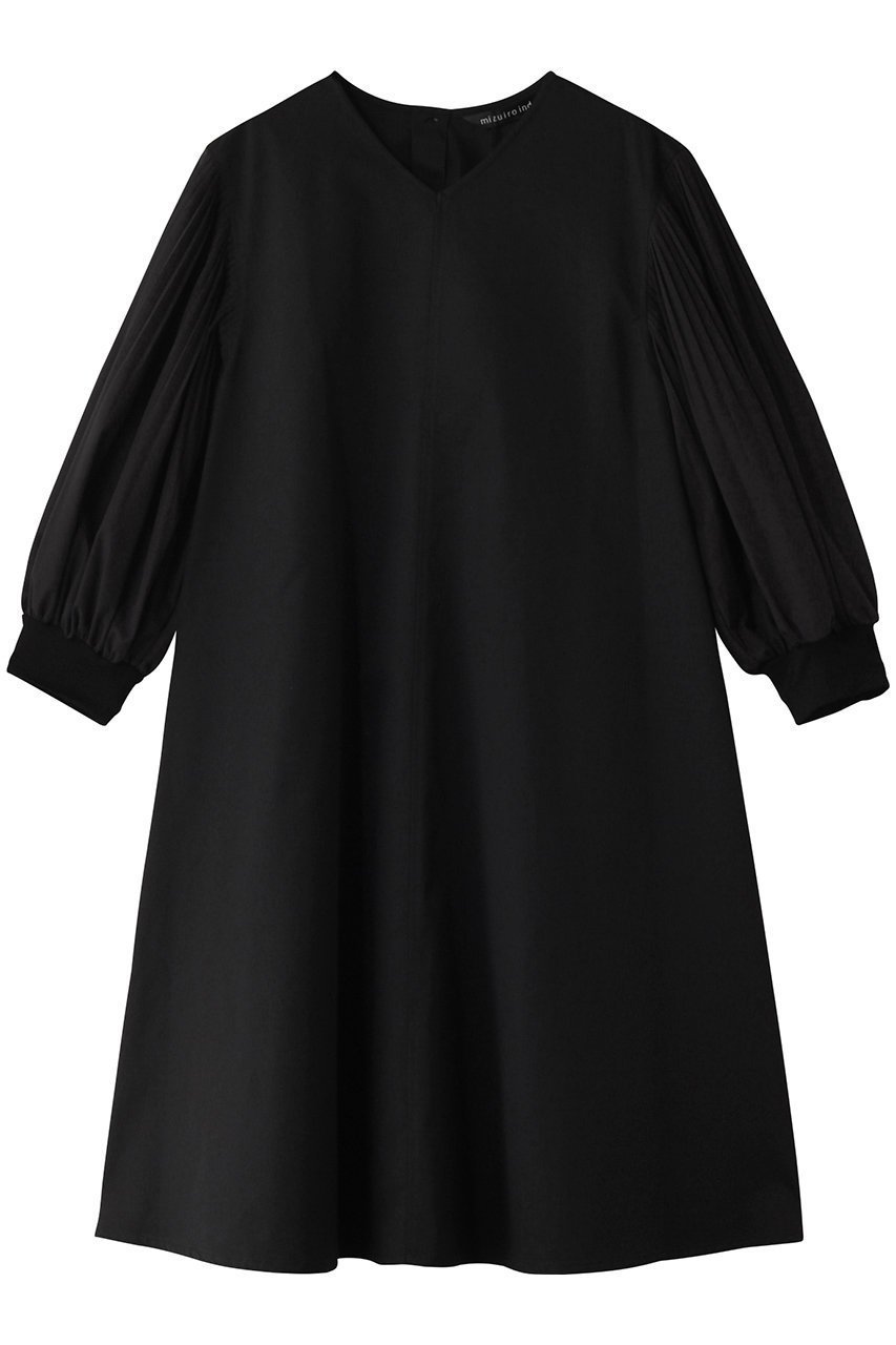 【ミズイロ インド/mizuiro ind】のpleats puff slv OP ワンピース インテリア・キッズ・メンズ・レディースファッション・服の通販 founy(ファニー) 　ファッション　Fashion　レディースファッション　Fashion for Women　ワンピース　Dresses　チュニック　Tunic Tops & Dresses　シューズ　Shoes, Footwear　シンプル　Simple, Minimal　スリーブ　Sleeve, Long Sleeve / Short Sleeve　チュニック　Tunic, Long Top　フレア　Flare, Flared　エレガント 上品　Elegant　black|ID: prp329100004406058 ipo3291000000032872580