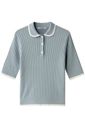 【スローン/SLOANE】の12Gワイドリブ コットン×ポリエステル バイカラー5分袖丸襟ポロ 人気、トレンドファッション・服の通販 founy(ファニー) ファッション Fashion レディースファッション Fashion for Women トップス・カットソー Cut & Sew Tops ニット Knit Tops & Sweaters カジュアルプルオーバー・ニットトップス Pullovers & Knit Tops / Casual Pullovers スポーティ Sporty, Casual Athletic フィット Fit, Slim Fit ボトム Bottoms, Lower Wear ワイドリブ Wide Rib, Wide Ribbed Knit |ID:prp329100004406112