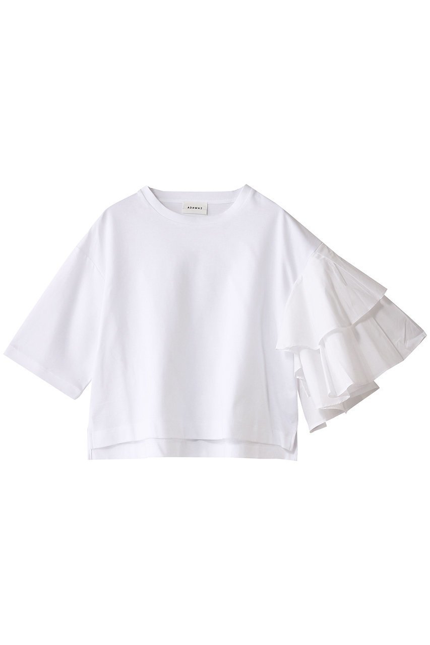 【アダワス/ADAWAS】のMILANO RIB ジャージー アシンメトリック スリーブTシャツ 人気、トレンドファッション・服の通販 founy(ファニー) 　ファッション　Fashion　レディースファッション　WOMEN　トップス・カットソー　Tops/Tshirt　シャツ/ブラウス　Shirts/Blouses　ロング / Tシャツ　T-Shirts　カットソー　Cut and Sewn　2025年　2025　2025春夏・S/S　Ss,Spring/Summer,2025　アシンメトリー　Asymmetry　ショート　Short　ジャージー　Jersey　スリーブ　Sleeve　ネックレス　Necklace　フリル　Frills　夏　Summer　春　Spring　S/S・春夏　Ss・Spring/Summer　 other-1|ID: prp329100004408512 ipo3291000000030790413