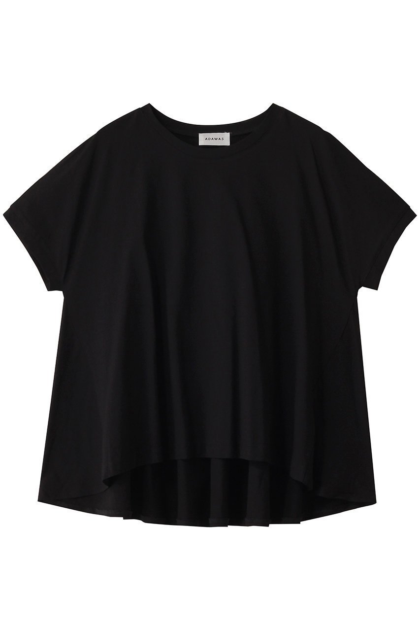 【アダワス/ADAWAS】のHIGH-TWIST コットンジャージー フレアTシャツ インテリア・キッズ・メンズ・レディースファッション・服の通販 founy(ファニー) 　ファッション　Fashion　レディースファッション　Fashion for Women　トップス・カットソー　Cut & Sew Tops　シャツ・ブラウス・オフィスカジュアル　Elegant Blouses & Button-Ups　ロングTシャツ・Tシャツ　Longline T-Shirts & Tees　カットソー・ベーシックTシャツ　Cut-and-Sewn Tops / Stretch Tees & Basics　インナー　Innerwear　カーディガン　Cardigan, Knitwear　ショート　Short, Short Length　ジャケット　Jacket, Outerwear　スリーブ　Sleeve, Long Sleeve / Short Sleeve　ドレープ　Drape, Draping Fabric　フレア　Flare, Flared　夏　Summer　ブラック|ID: prp329100004408514 ipo3291000000032795962