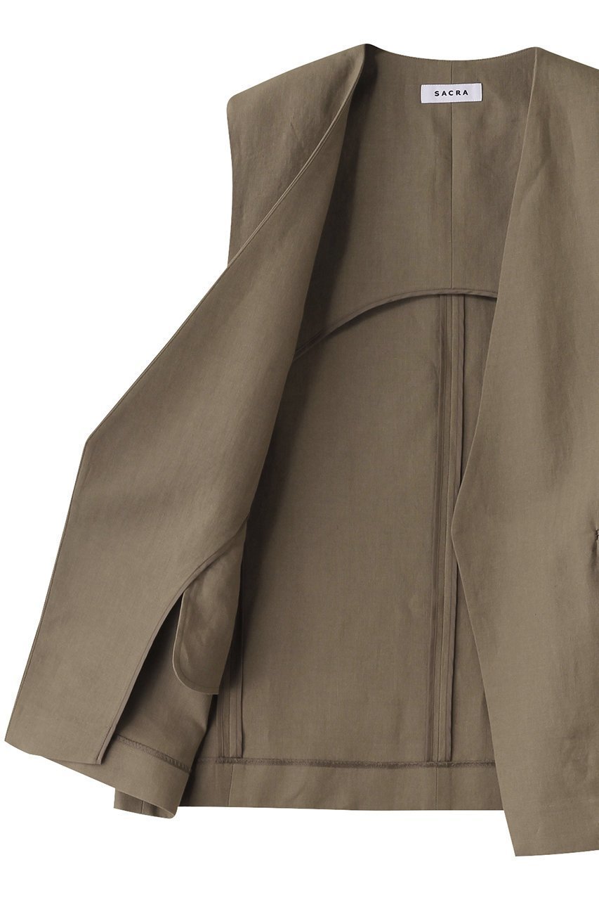 【サクラ/SACRA】のスペリオルベルギーリネンベスト 人気、トレンドファッション・服の通販 founy(ファニー) 　ファッション　Fashion　レディースファッション　WOMEN　アウター　Coat Outerwear　ジャケット　Jackets　おすすめ　Recommend　ショルダー　Shoulder　ショート　Short　ジャケット　Jacket　セットアップ　Set Up　フォルム　Form　ベスト　Vest　リネン　Linen　エレガント 上品　Elegant　other-6|ID: prp329100004408522 ipo3291000000031330658