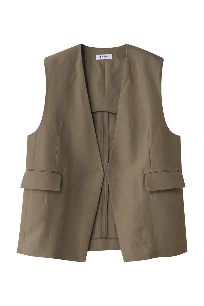 【サクラ/SACRA】のスペリオルベルギーリネンベスト 人気、トレンドファッション・服の通販 founy(ファニー) 　ファッション　Fashion　レディースファッション　Fashion for Women　アウター　Coat / Outerwear Collection　レディースジャケット・軽アウター　Jackets　おすすめ　Recommended / Our Picks　ショルダー　Shoulder, Shoulder Strap　ショート　Short, Short Length　ジャケット　Jacket, Outerwear　セットアップ　Set-Up, Coordinated Outfit　フォルム　Silhouette, Form　ベスト　Vest, Waistcoat　リネン　Linen, Linen Fabric　エレガント 上品　Elegant　 other-1|ID: prp329100004408522 ipo3291000000032962505