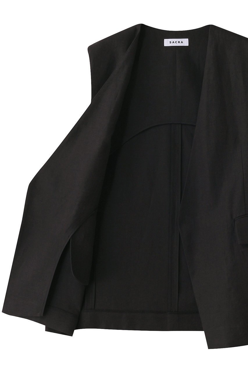 【サクラ/SACRA】のスペリオルベルギーリネンベスト 人気、トレンドファッション・服の通販 founy(ファニー) 　ファッション　Fashion　レディースファッション　Fashion for Women　アウター　Coat / Outerwear Collection　レディースジャケット・軽アウター　Jackets　おすすめ　Recommended / Our Picks　ショルダー　Shoulder, Shoulder Strap　ショート　Short, Short Length　ジャケット　Jacket, Outerwear　セットアップ　Set-Up, Coordinated Outfit　フォルム　Silhouette, Form　ベスト　Vest, Waistcoat　リネン　Linen, Linen Fabric　エレガント 上品　Elegant　other-6|ID: prp329100004408522 ipo3291000000032962530
