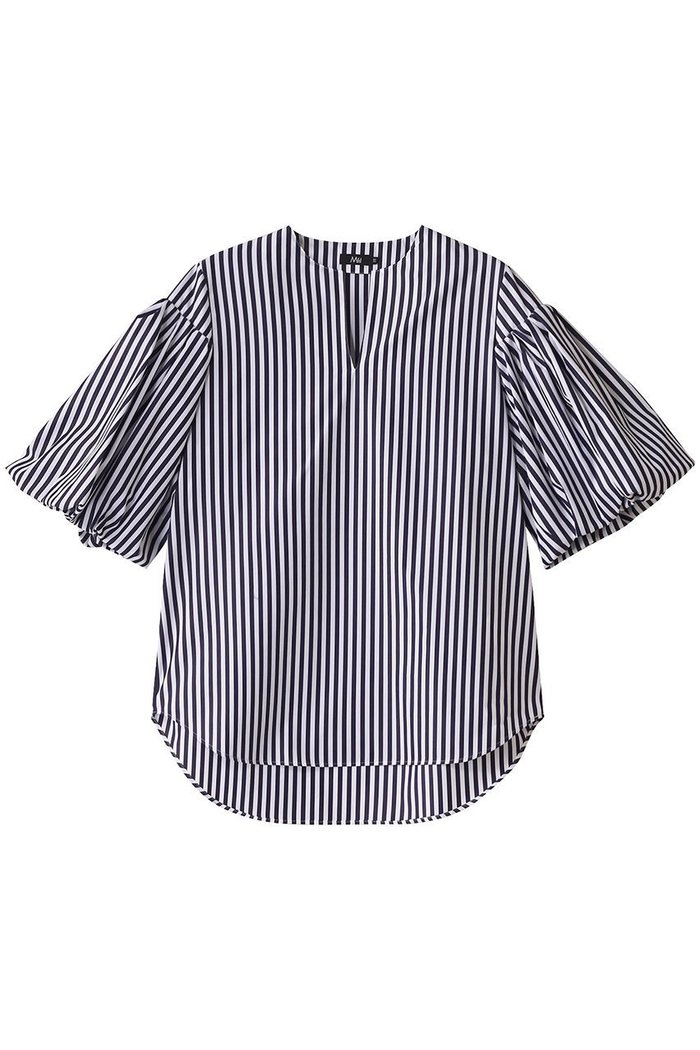 【エムフィル/M Fil】のポリエステル コットン ストライプ キーネック バルーンスリーブ ブラウス インテリア・キッズ・メンズ・レディースファッション・服の通販 founy(ファニー) https://founy.com/ ファッション Fashion レディースファッション WOMEN トップス・カットソー Tops/Tshirt シャツ/ブラウス Shirts/Blouses ショート Short スタイリッシュ Stylish ストライプ Stripe スリーブ Sleeve バルーン Balloon 夏 Summer |ID: prp329100004408529 ipo3291000000030790471