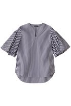 【エムフィル/M Fil】のポリエステル コットン ストライプ キーネック バルーンスリーブ ブラウス 人気、トレンドファッション・服の通販 founy(ファニー) ファッション Fashion レディースファッション Fashion for Women トップス・カットソー Cut & Sew Tops シャツ・ブラウス・オフィスカジュアル Elegant Blouses & Button-Ups ショート Short, Short Length スタイリッシュ Stylish, Fashionable ストライプ Stripe, Striped Pattern スリーブ Sleeve, Long Sleeve / Short Sleeve バルーン Balloon, Balloon Silhouette 夏 Summer thumbnail オフホワイト|ID: prp329100004408529 ipo3291000000032860922